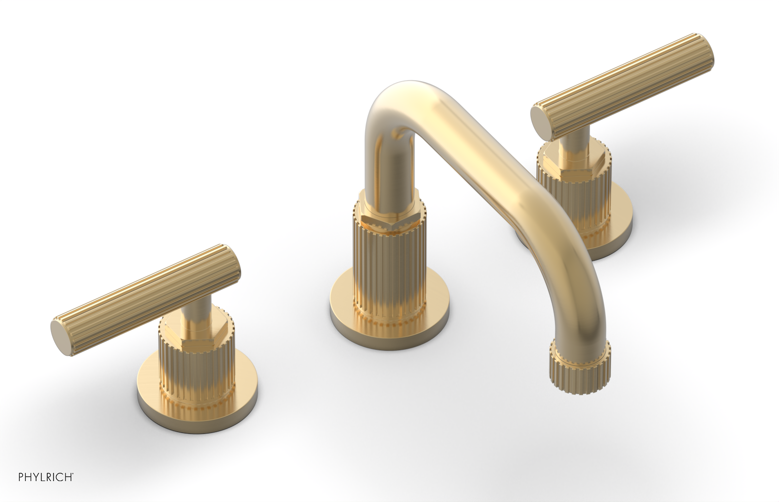 DUSTRIE Widespread Bathroom Faucet with Lever Handle - Grooved Design (Model 370-04) for Modern Vanity Sinks & Powder Rooms
