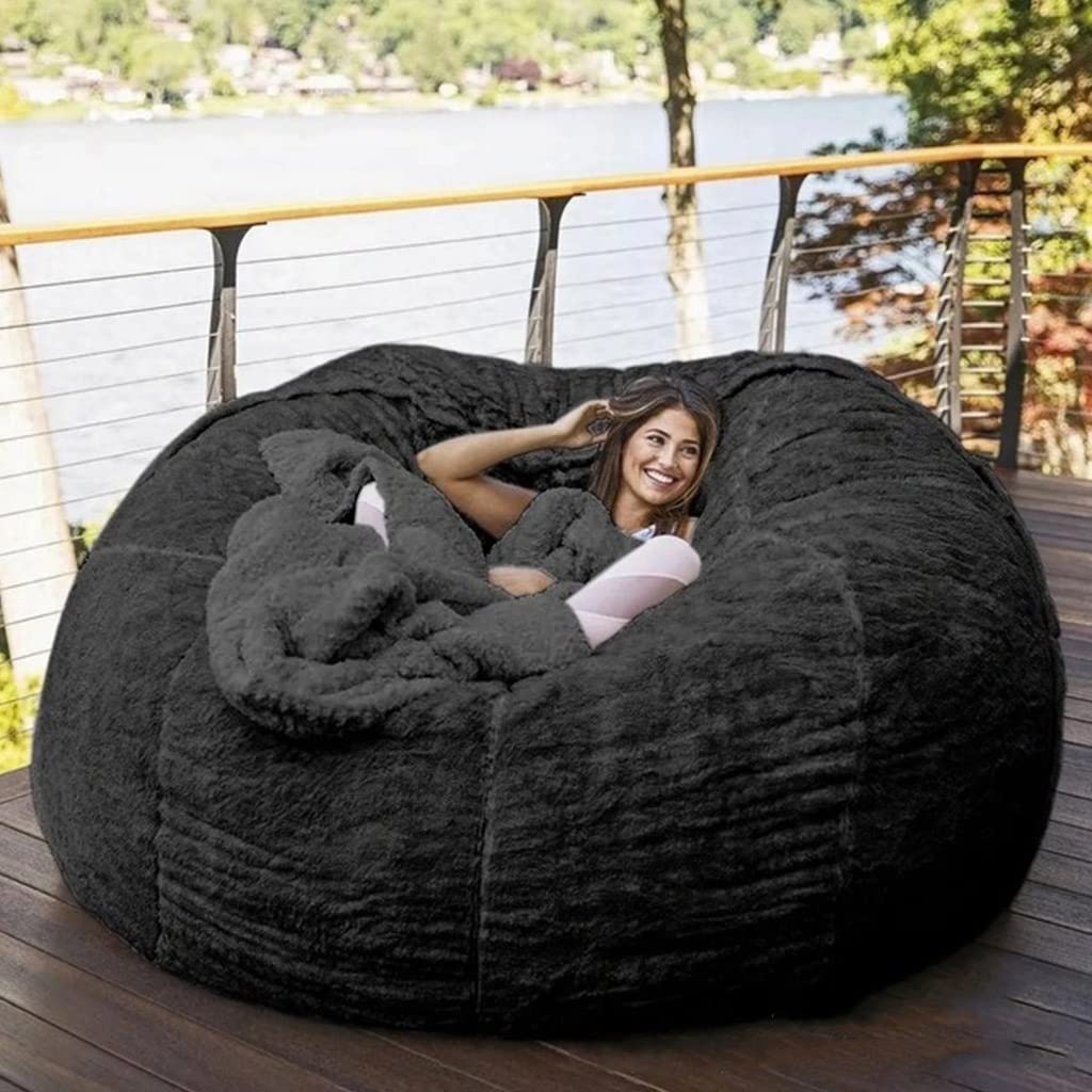 **7ft Giant Fur Bean Bag Chair - Soft Fluffy Portable Lounger for Living Room, Bedroom & Game Room - No Filler Included (Storage Cover, Lazy Sofa Bed)**    **Perfect for:** Relaxing, Movie Nights, Gaming, Sleepovers, Dorm Rooms & Cozy Home Decor