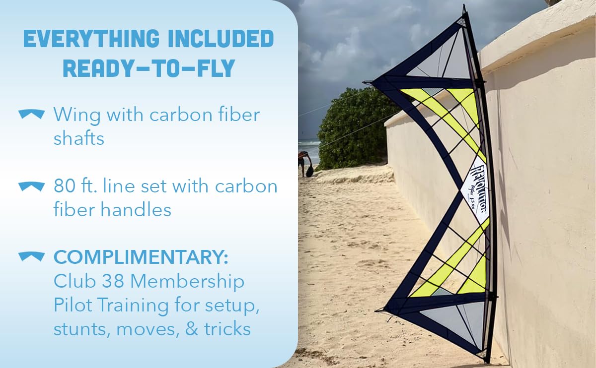 Revolution Kites Reflex RX Spider Kite - Vented Model with Handles & Line Set | High Performance Stunt Kite for Beach, Park & Outdoor Wind Sports