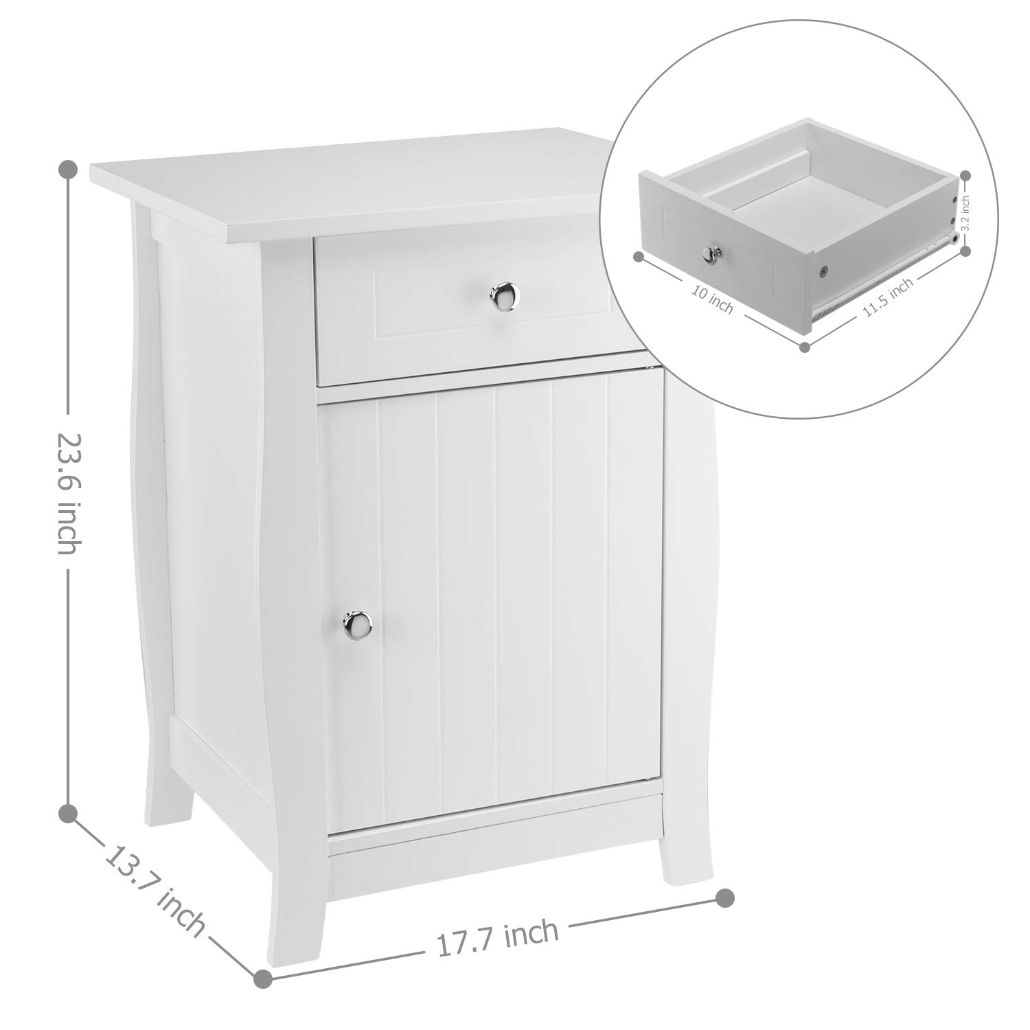 Bonnlo White Nightstand Set of 2 with Drawers & Storage - Perfect for Bedroom & Small Spaces