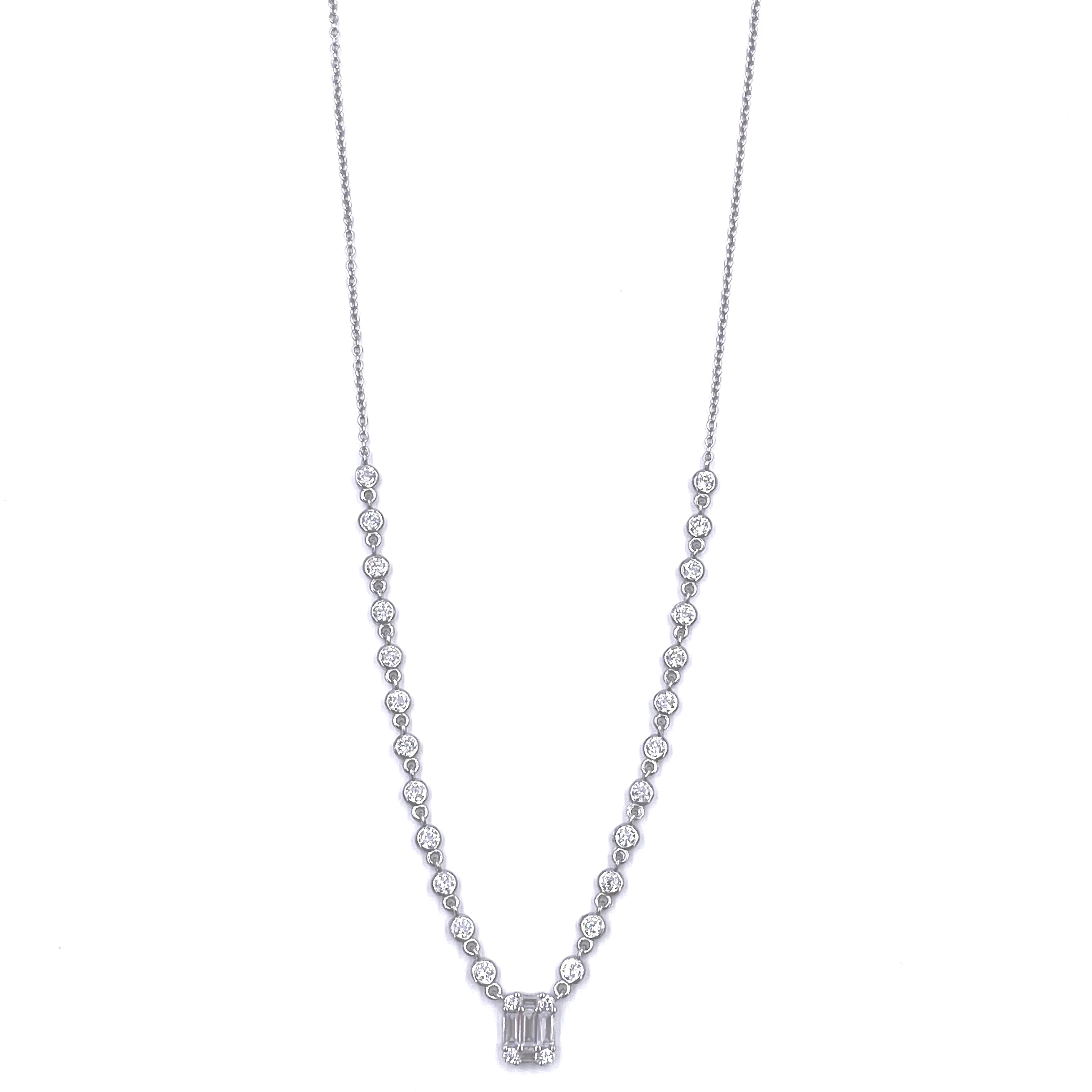 Ashley Gold Sterling Silver Emerald Cut CZ Drop Necklace with Assorted Crystals - Elegant Jewelry for Women, Perfect for Weddings, Parties & Special Occasions
