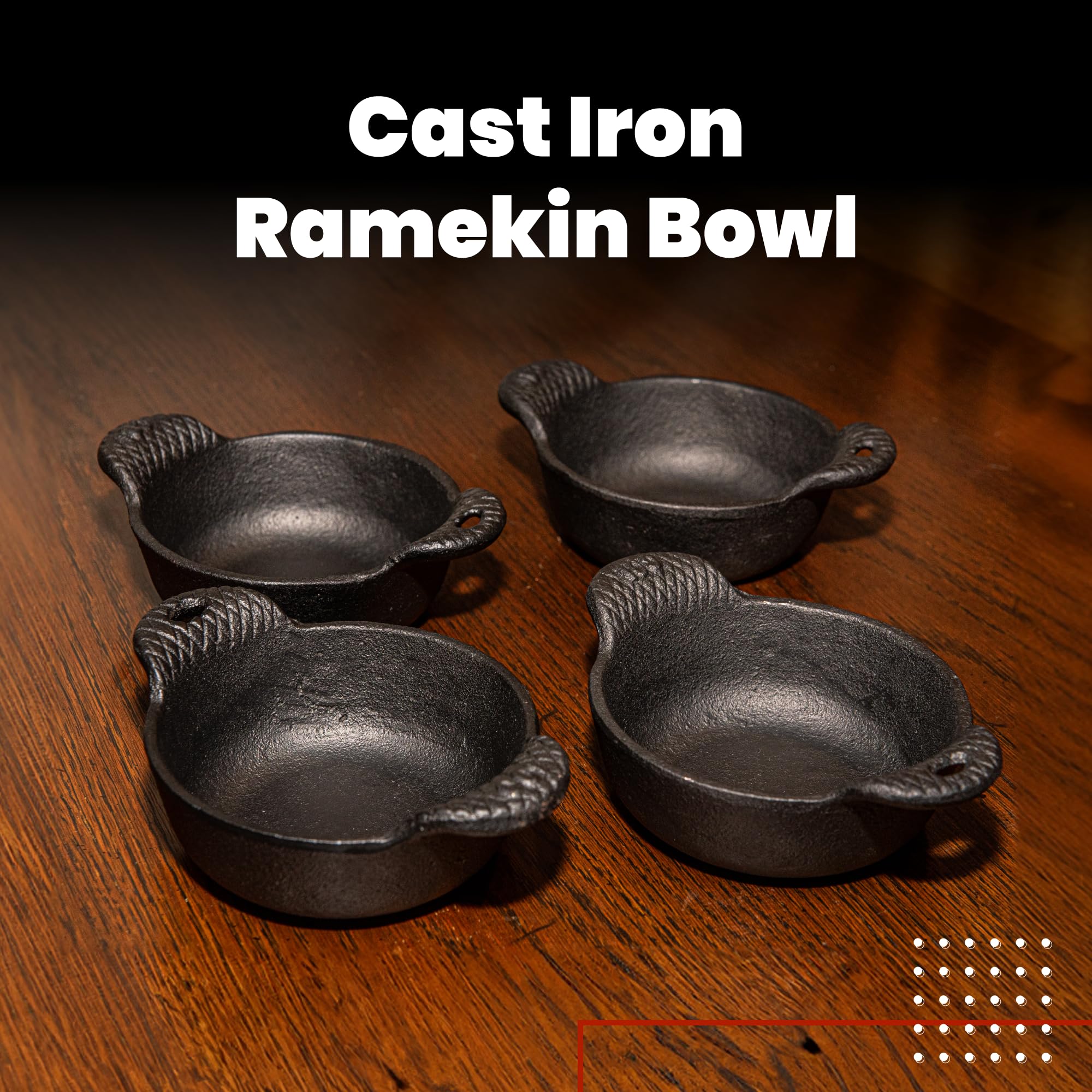 Mini Cast Iron Skillet Set of 4 - 12 Oz Capacity Non-Stick Pans for Baking, Cooking & Serving - Perfect for Cornbread, Eggs, Pies & Individual Desserts