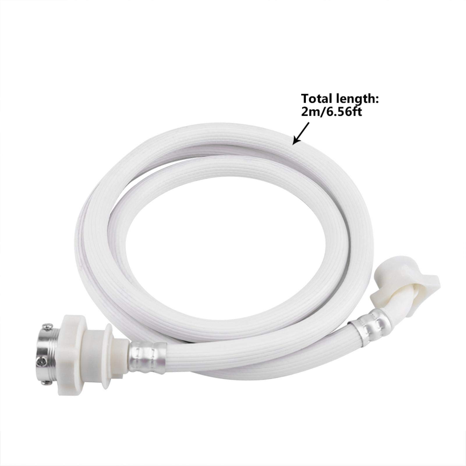 Portable Washing Machine Hoses & Dishwasher Drain Hose - 2m Long White Water Inlet Pipe Tube Connector for Laundry & Kitchen Appliances - Perfect for Small Spaces, Apartments, RVs, and Camping Use