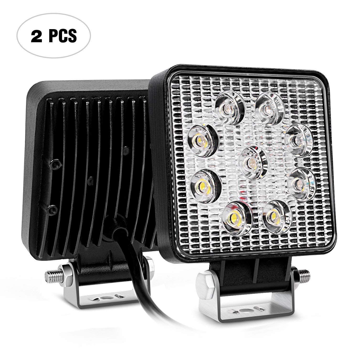 27W 3-Inch Square Mini LED Spot Work Light Pods for Trucks - Off Road Fog Driving Lights - Waterproof Dustproof for ATV UTV 4x4 SUV Boats Marine