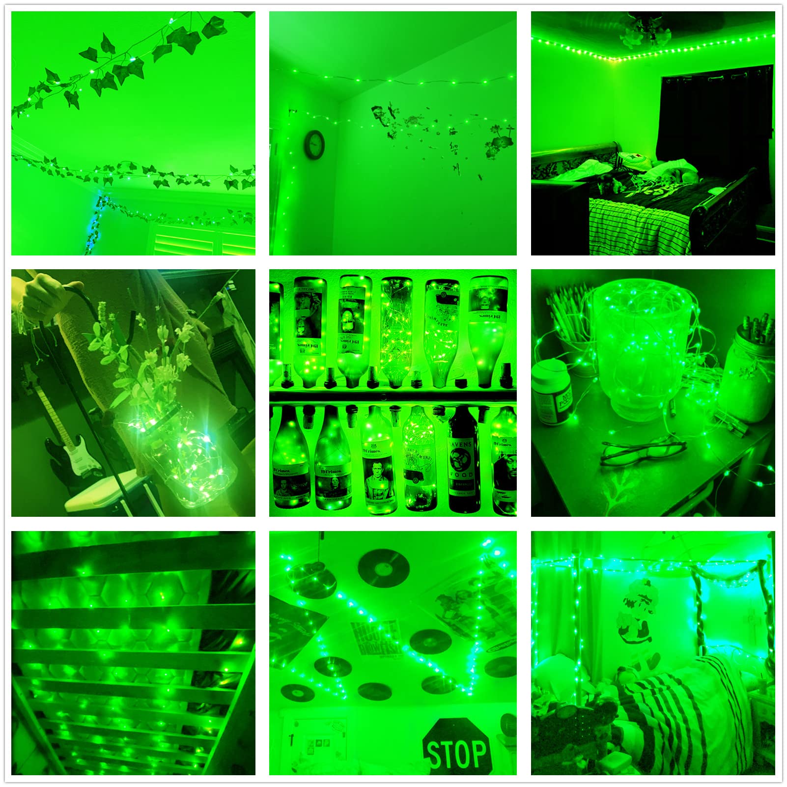 St. Patrick's Day Green Wine Bottle Lights - 20 LED Cork String Lights with Silver Copper Wire, Battery Operated Fairy Lights for Christmas, Halloween, Wedding Party Decorations | Perfect for DIY Home Decor, Bar Lighting, and Festive Bottle Centerpieces