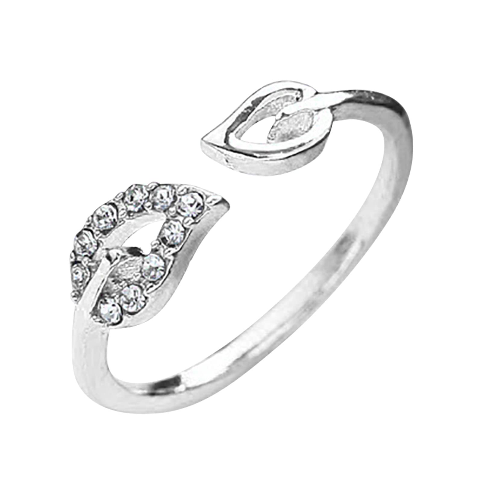 Diamond Couple Rings for Men & Women - 2 Leaf Design Wedding Bands, Engagement Promise Rings, Anniversary & Birthday Gifts for Him/Her - Perfect for Proposals, Bridal Showers & Romantic Occasions