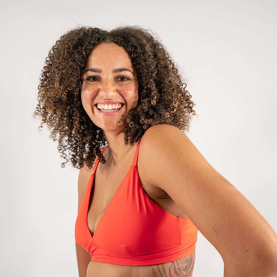 Fourth Element Bermuda Bikini Top - Coral, X-Small | Women's Swimwear for Beach, Pool & Vacation | Trendy & Comfortable Bikini Top for Summer