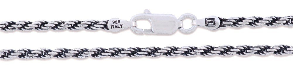 925 Sterling Silver Diamond-Cut Oxidized Rope Chain Necklace for Women & Men | Italian Crafted Jewelry | Perfect for Gifts, Weddings & Everyday Wear