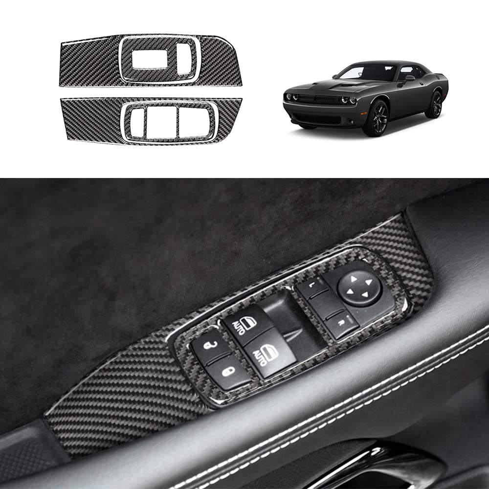 Carbon Fiber Window Lift Trim Switch Panel for Dodge Challenger 2015-2021 - Interior Accessories (4PCS, Black) | Upgrade Your Car Interior with Premium Style & Protection