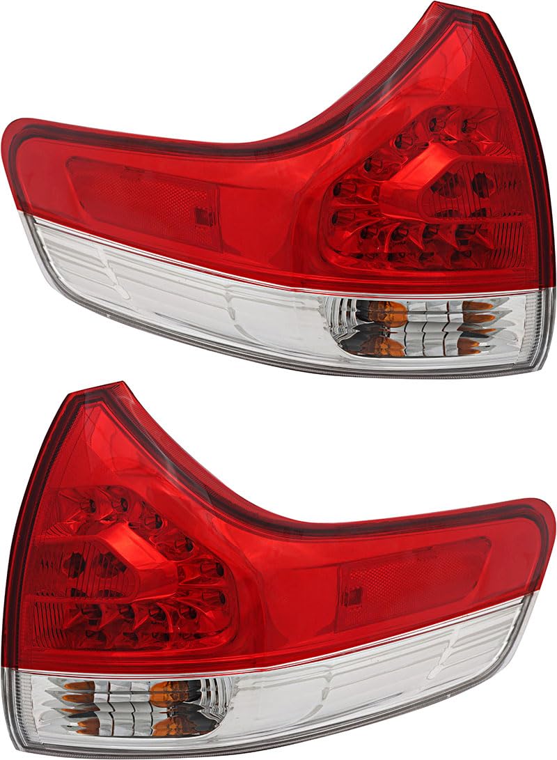 Toyota Sienna Tail Lights Lamps Set - Compatible with 2011-2014 Base/L/LE/Limited/XLE Models (Driver & Passenger Side) | Perfect Replacement for Broken or Foggy Lights, Enhances Nighttime Driving Safety