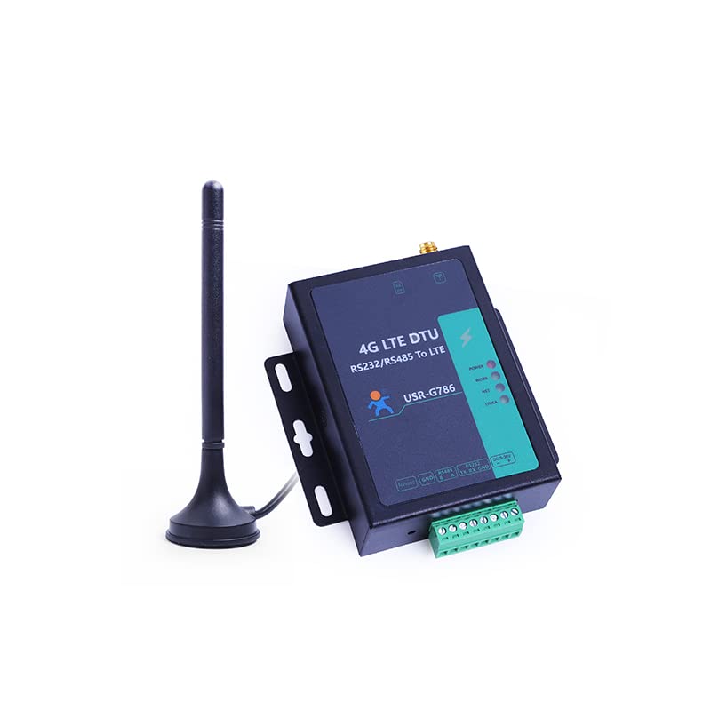 USR-G786-G 4G LTE Cellular Modem with Global Bands - M2M Industrial IoT Gateway (US Plug Adapter) for Remote Monitoring, Smart Agriculture & Fleet Management