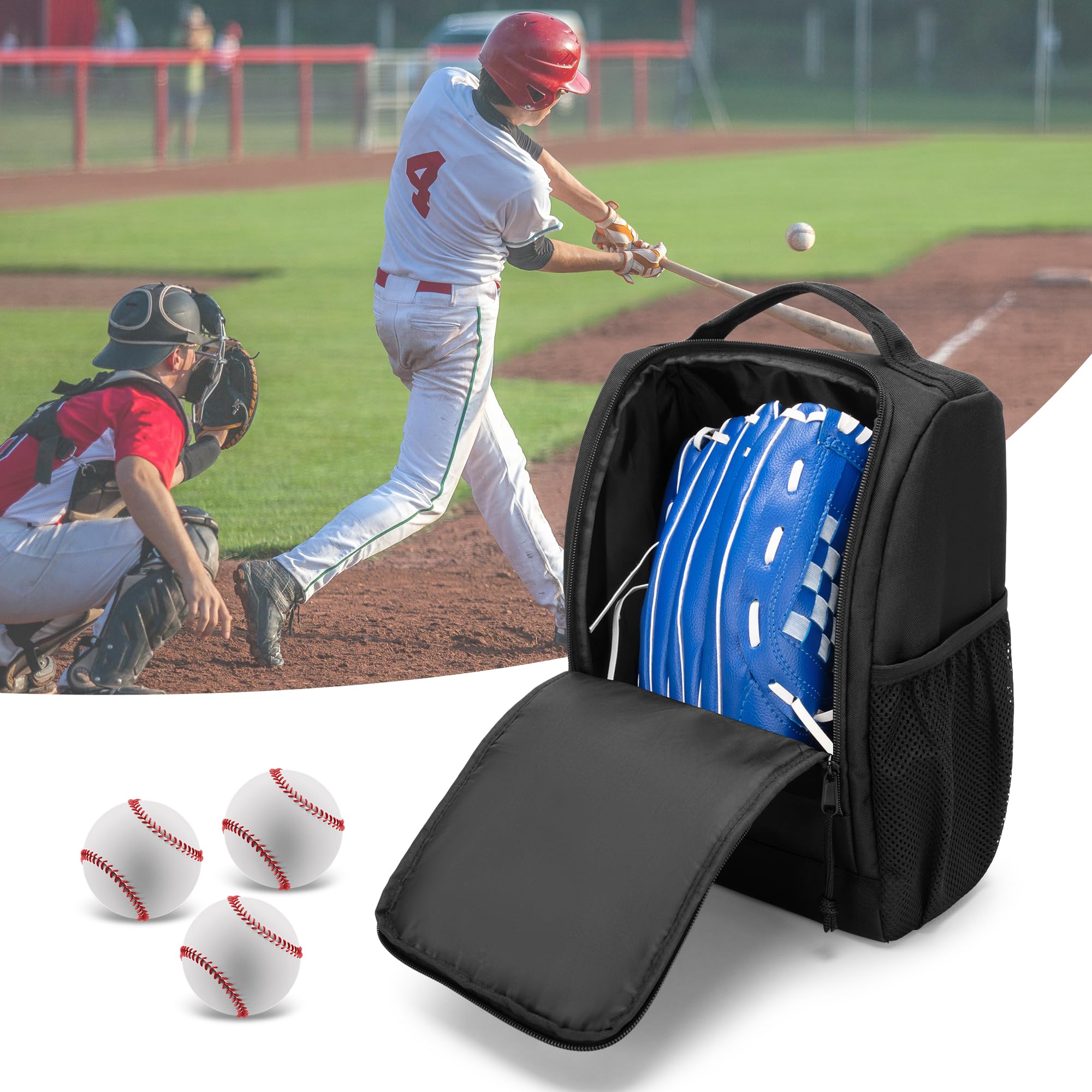 Premium Single Baseball Glove Case - Durable Glove Holder for Baseball & Softball - Black Glove Bag with Multiple Storage Pockets - Perfect for Practice, Games & Equipment Organization