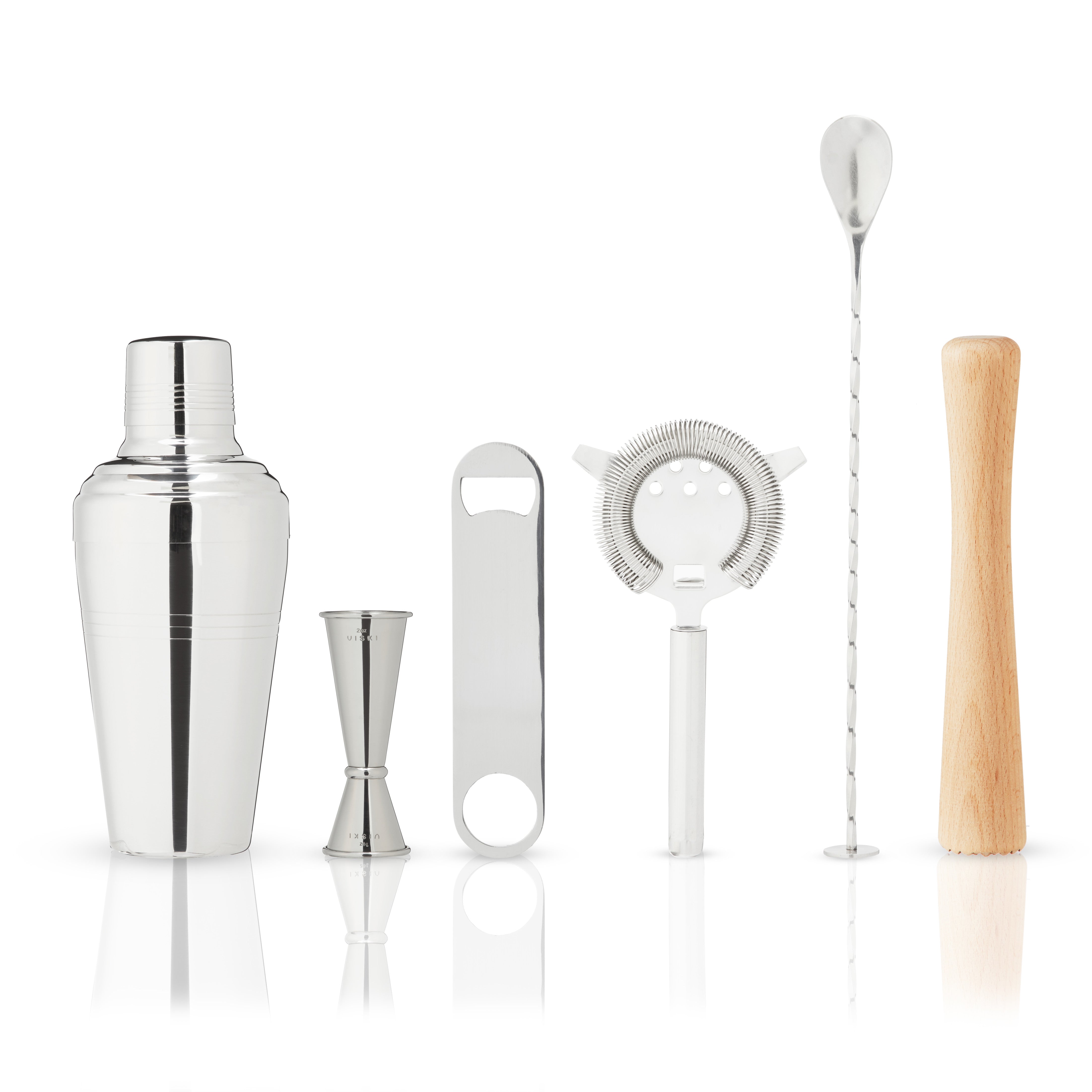 Premium 7-Piece Stainless Steel Travel Barware Set - Cocktail Shaker, Jigger & Tools for Home Mixology, Outdoor Parties & Camping - Portable Bartender Kit for Gifts