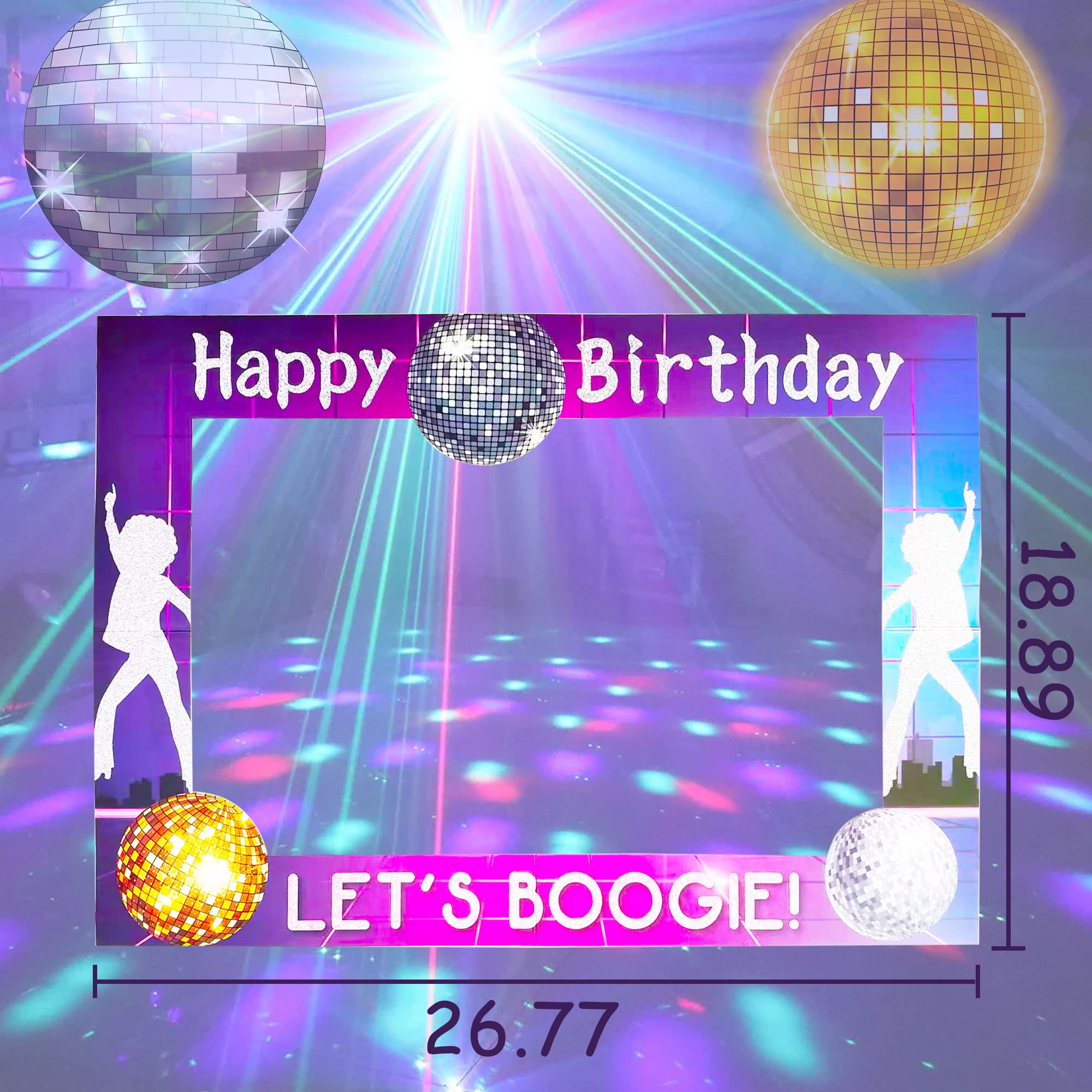 LaVenty 70s Disco Photo Booth Props Kit - 24pcs Retro Party Decorations with Disco Ball, Signs & Fever Dance Accessories for 70s Theme Birthday, Halloween & Costume Parties