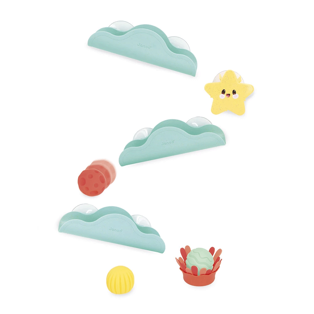 Janod Sea Bath Ball Circuit - Interactive Water Play Toy for Kids, Fun Bath Time Activity, Ocean-Themed Floating Ball Track - Perfect for Toddlers & Preschoolers (Ages 1-3) | Great for Bathtub, Pool & Indoor Water Play