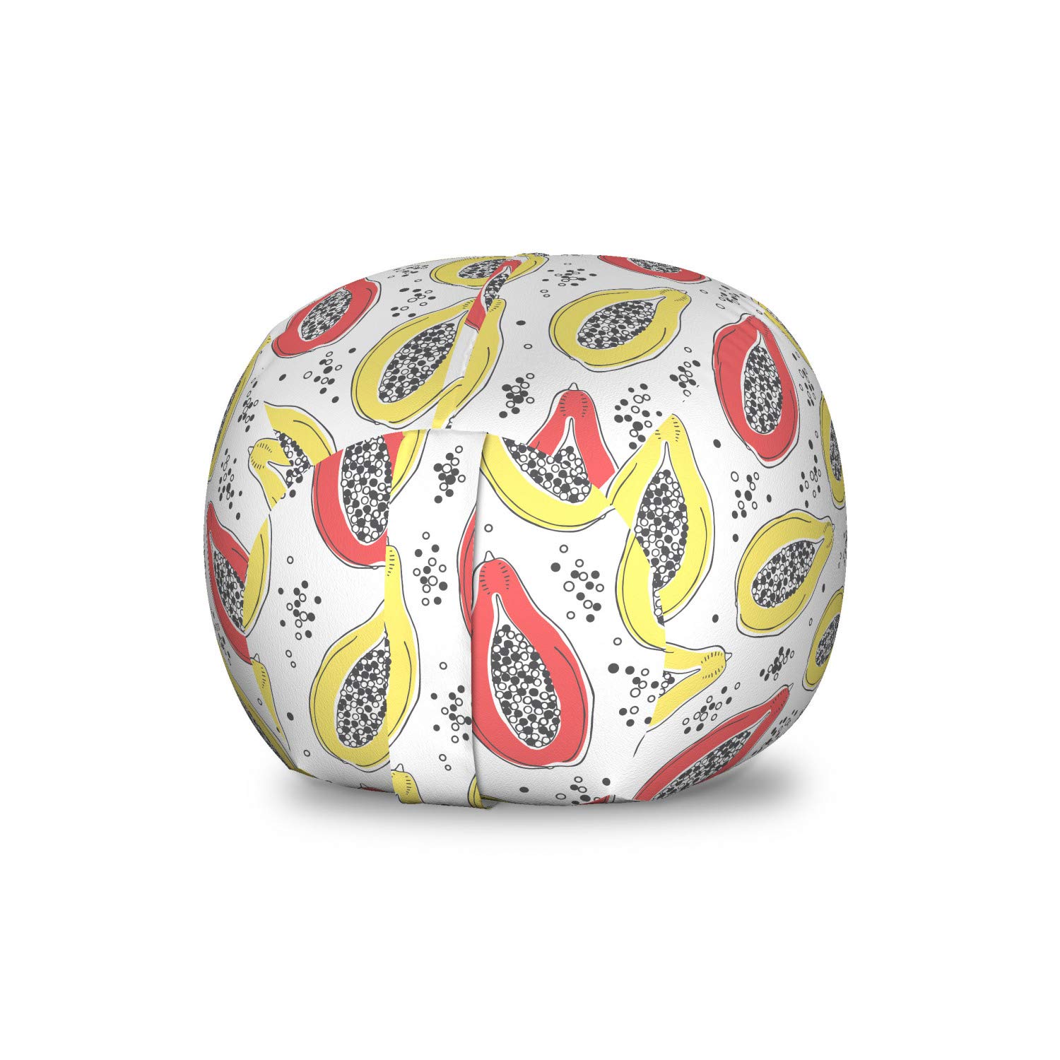 Ambesonne Tropical Storage Toy Bag Chair - Exotic Papaya Fruit Pattern in Pink & Yellow, Washable Stuffed Animal Organizer for Kids' Room, Nursery or Playroom | Small Size Toy Storage Solution