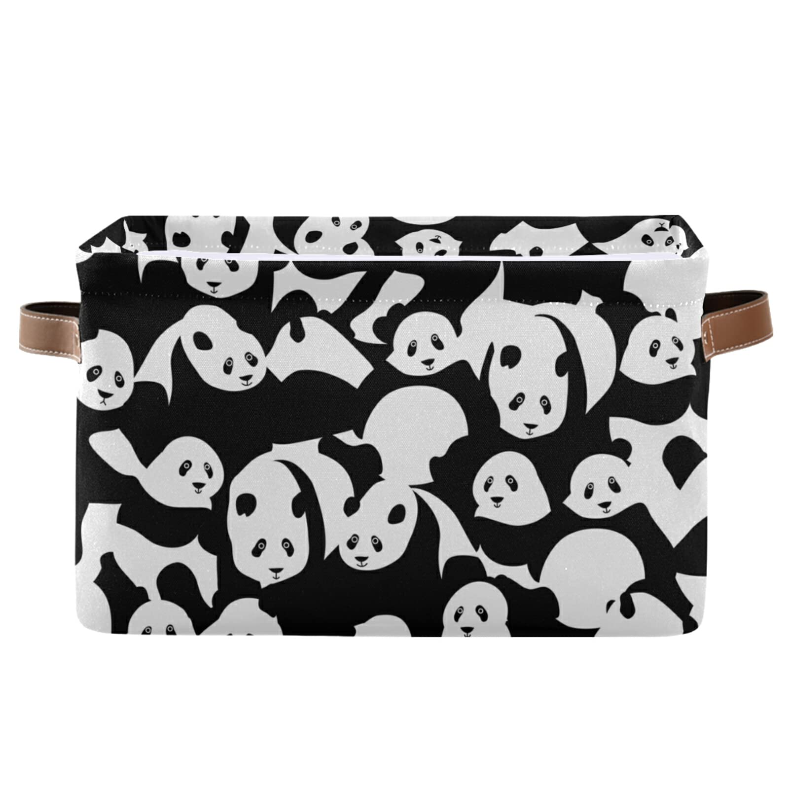 ALAZA Dinosaur Toy Storage Basket - Waterproof Baby Shower Organizer Bin Box for Nursery, Kids Room & Playroom (14.2x10.2x8.3 Inches, Panda Black White) - Perfect for Storing Stuffed Animals, Books & Toys