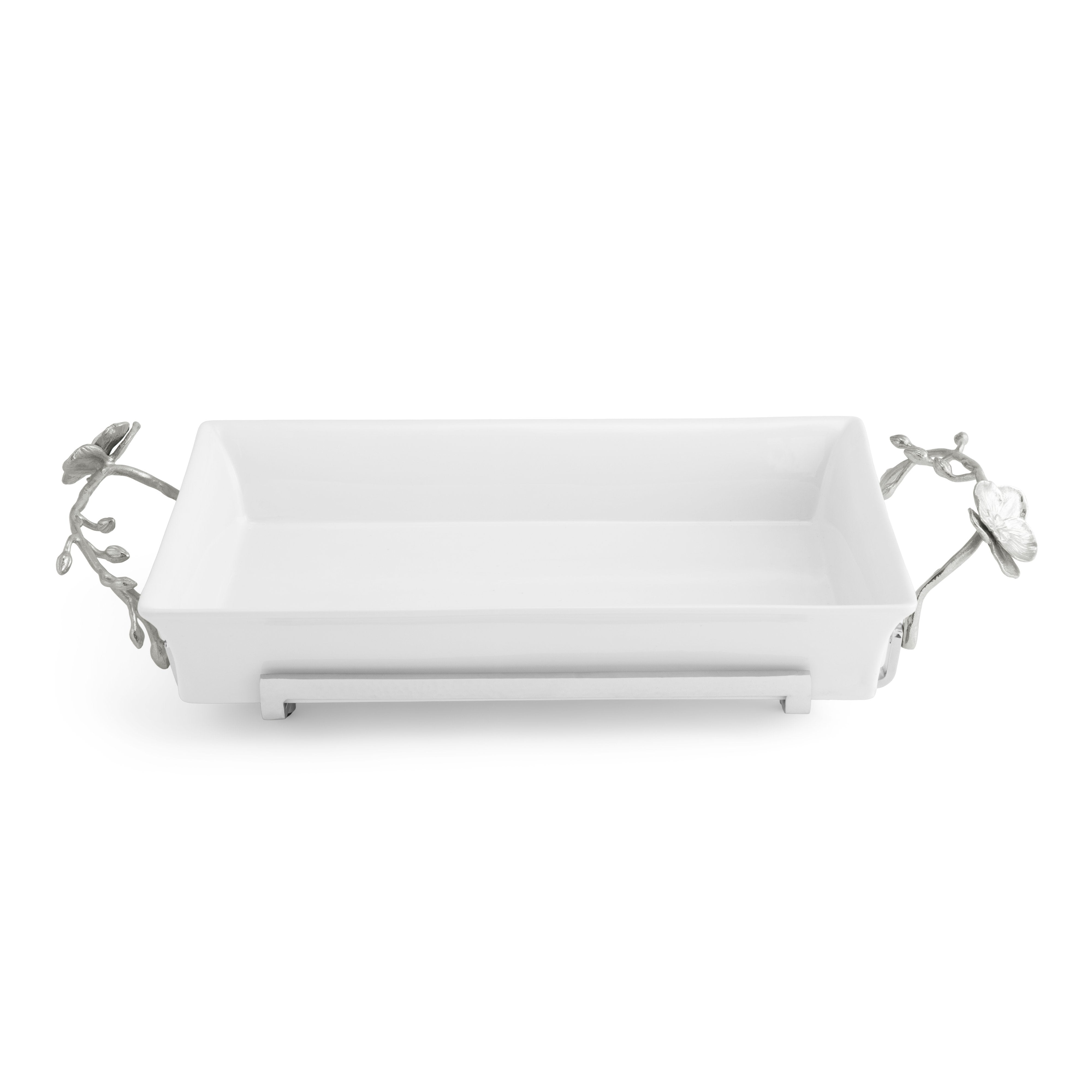 Premium White Orchid Ceramic Casserole Dish - 3QT Oval Baking Dish with Lid, Oven & Microwave Safe - Perfect for Casseroles, Lasagna & Family Dinners