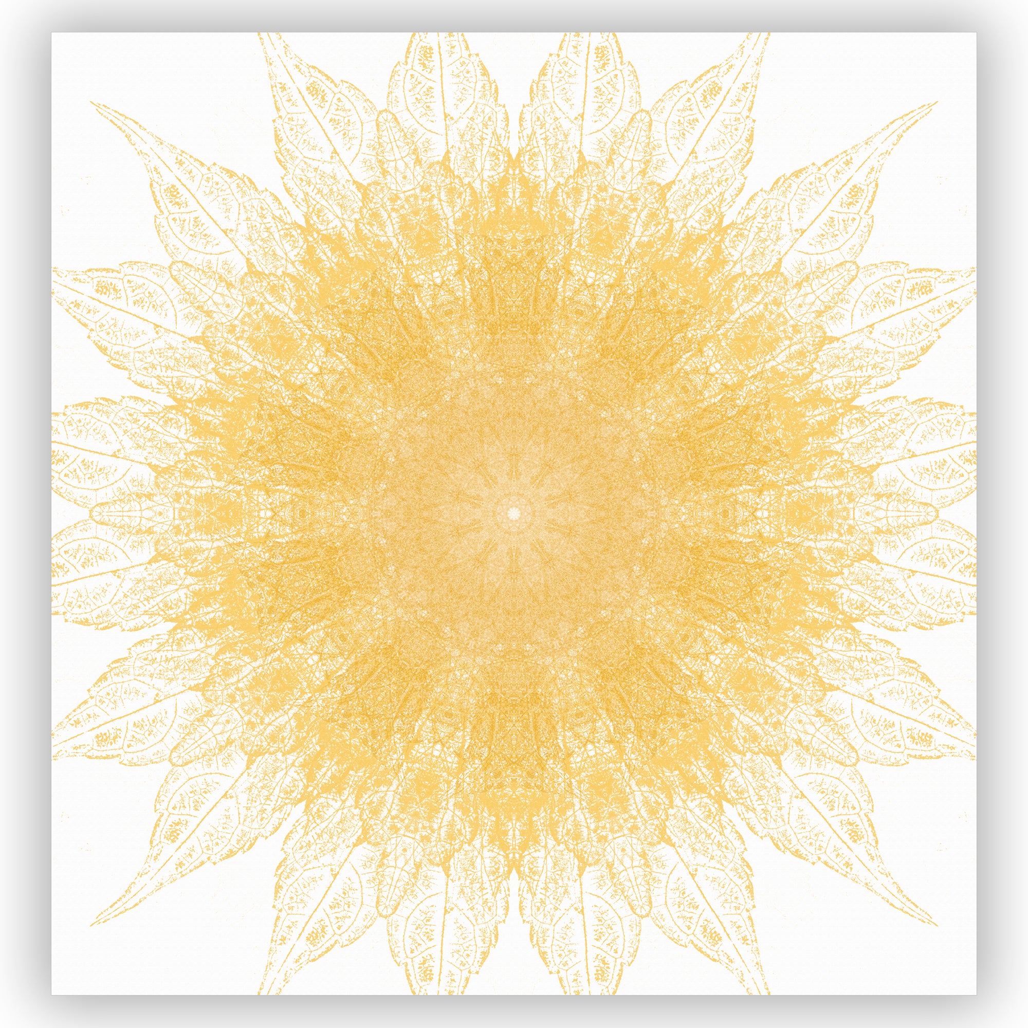 Sunny Starburst Mandala Print Shower Curtain - Yellow Leaves Design for Bathroom Decor, Waterproof & Stylish Bath Accessory (Perfect for Boho, Hippie & Tropical Themed Bathrooms)