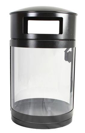 55 Gallon Clear Polycarbonate Trash or Recycle Bin - DHS Compliant Round Waste Container for Home, Office & Commercial Use