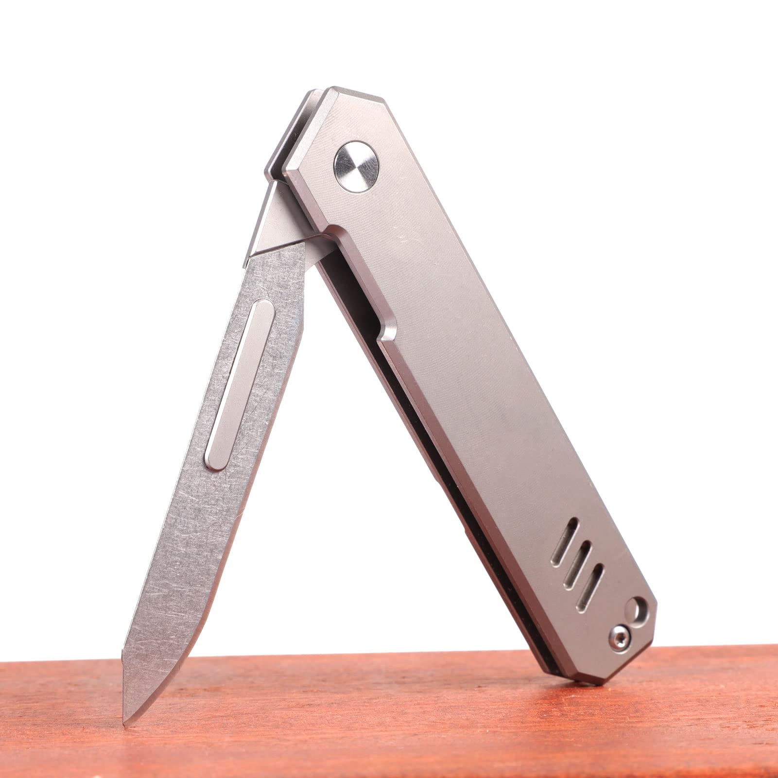 T37 Titanium Folding Pocket Scalpel Knife - 6pcs 440C #60 Blades, Compact Slim EDC Utility Knife with Pocket Clip for Camping, Hiking & Everyday Carry (EDC)