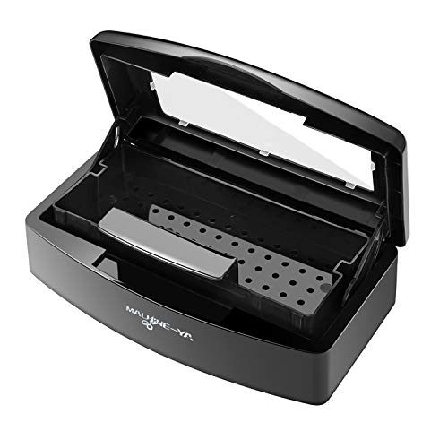 Machine-Ya Plastic Sterilizing Tray for Nail Art Tools - Professional Salon Sterilization Box with UV Light (Black) | Perfect for Nail Salons, Tattoo Studios & Home Manicure Hygiene