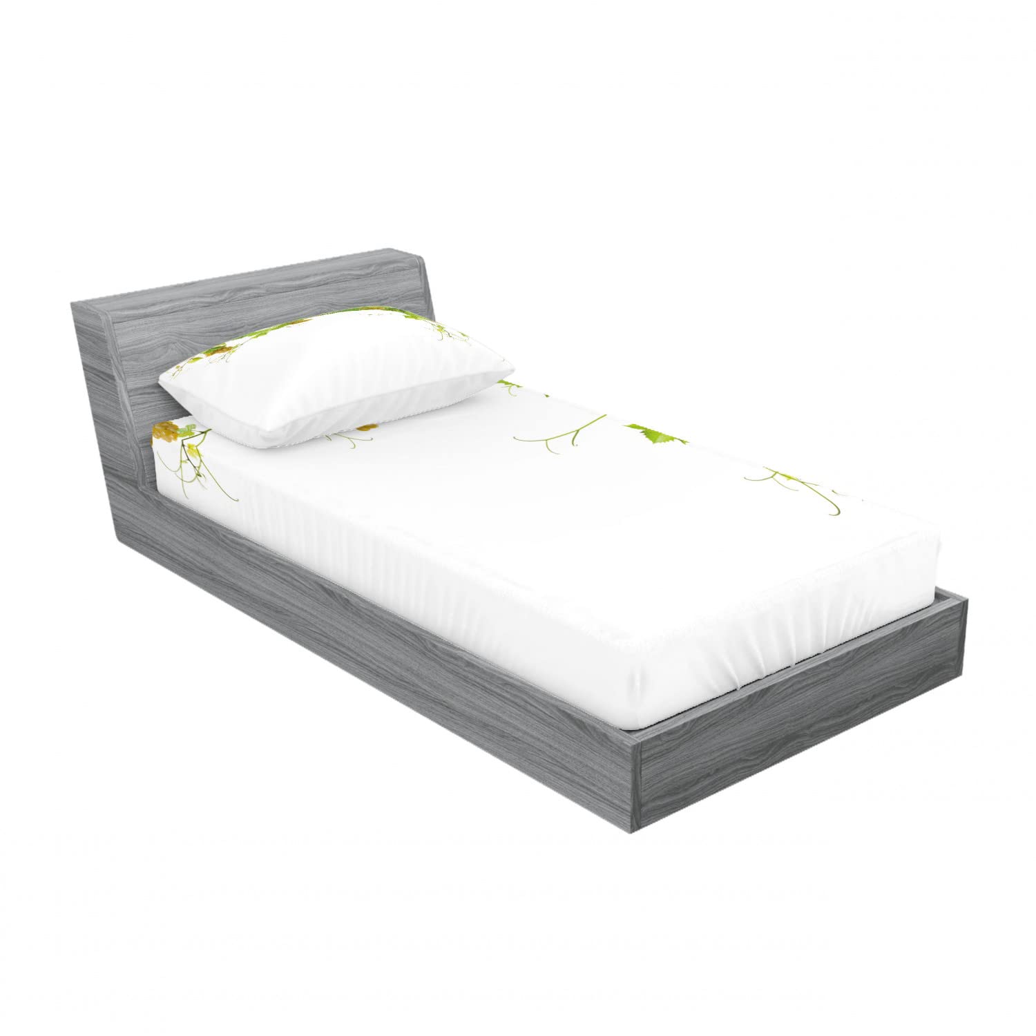 Ambesonne 2-Pack Twin Fitted Sheets & Pillow Shams Set - Farmer's Berry Vineyard Design, Green & Yellow 4-Piece Bedding Set for Cozy Home Decor | Perfect for Guest Rooms, Dorms, and Kids' Bedrooms