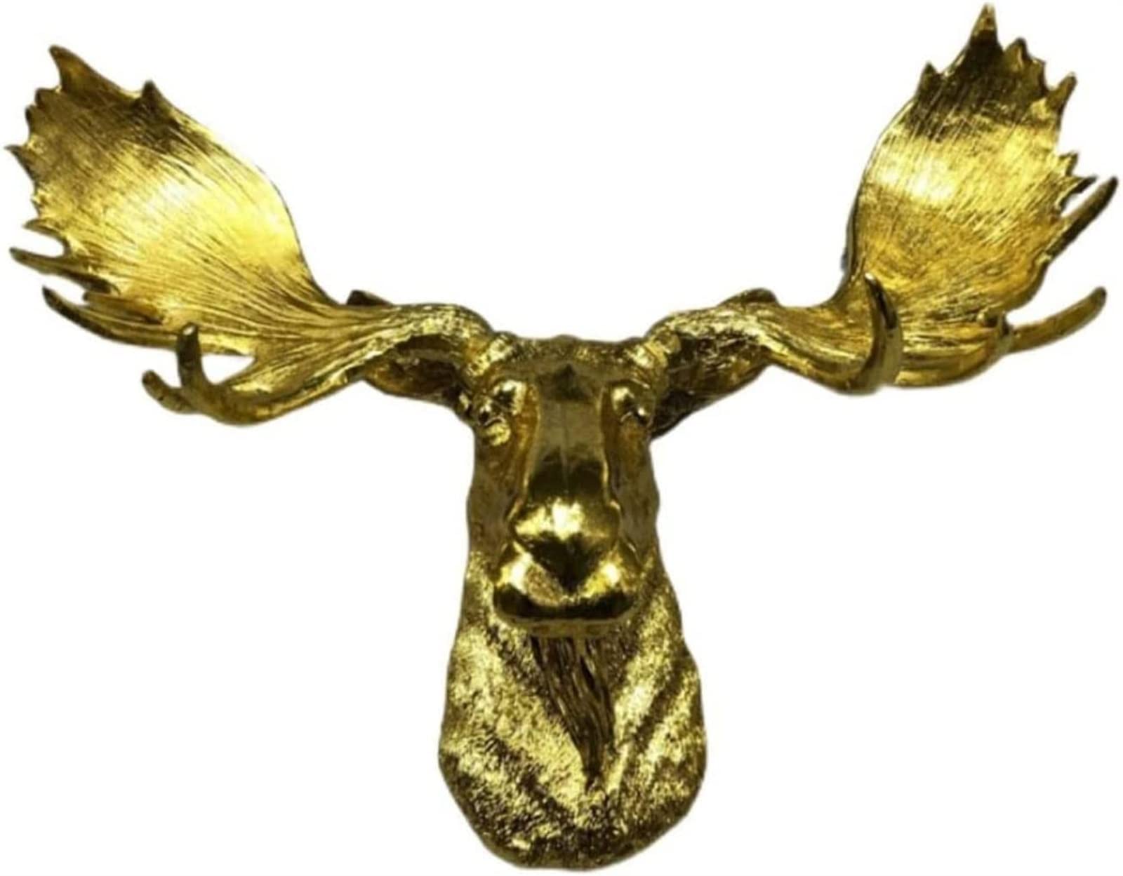 Chinese-Style Lucky Elk Reindeer Head Wall Sculpture - Electroplated Gold Wall Hanging Decor for Living Room, Bedroom & Office