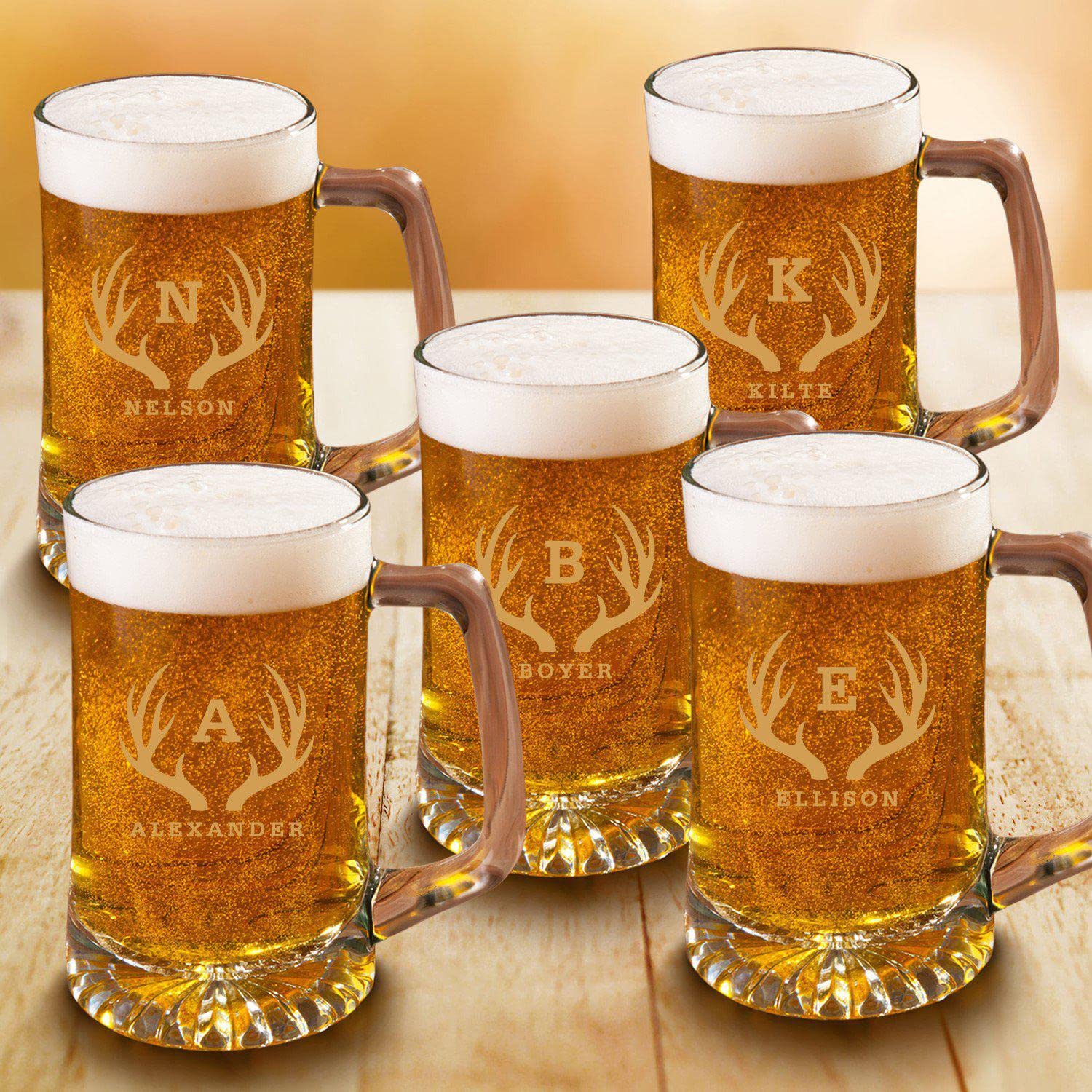 Personalized Groomsmen Gifts Set of 5 - 25oz Engraved Beer Mugs for Wedding Party - Unique Best Man & Groomsmen Proposal Gift Ideas - Perfect for Bachelor Parties, Weddings & Anniversary Celebrations