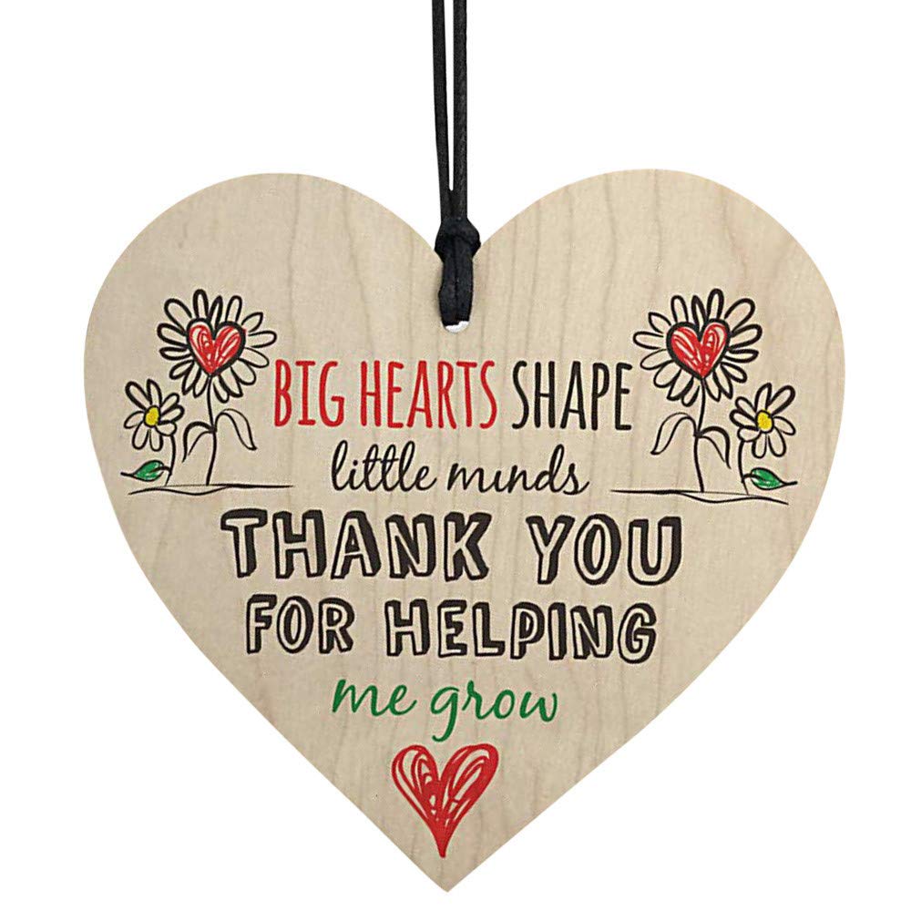 Thank You for Helping Me Grow - Wooden Heart Hanging Plaque - Teacher Appreciation Gift - Nursery Decor - Wooden Love Sign for Classroom, Home, or Office