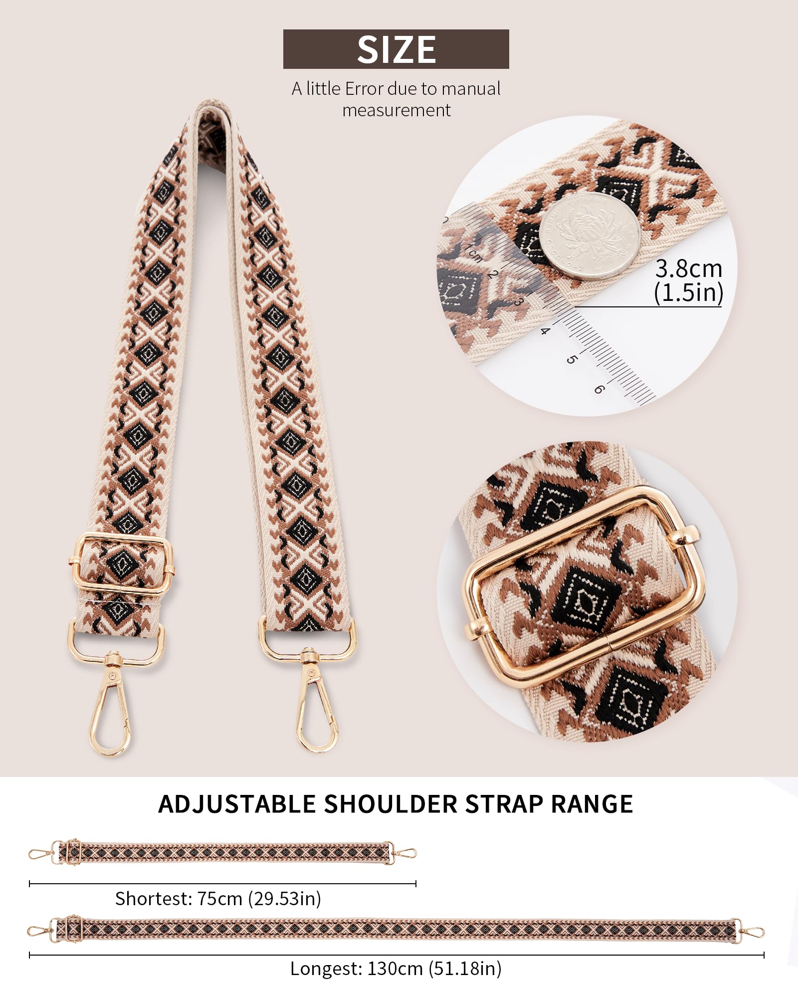 LIVACASA Adjustable Purse Strap Replacement for Women - 1.5