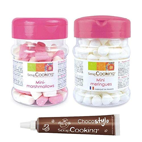 Mini Meringues & Marshmallows Set with Edible Chocolate Pen - Perfect for Baking, Dessert Decorating, Party Favors & DIY Treats