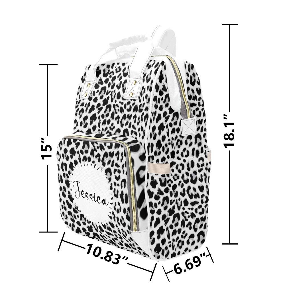 Personalized Leopard Print Baby Diaper Backpack for Moms - Large 15