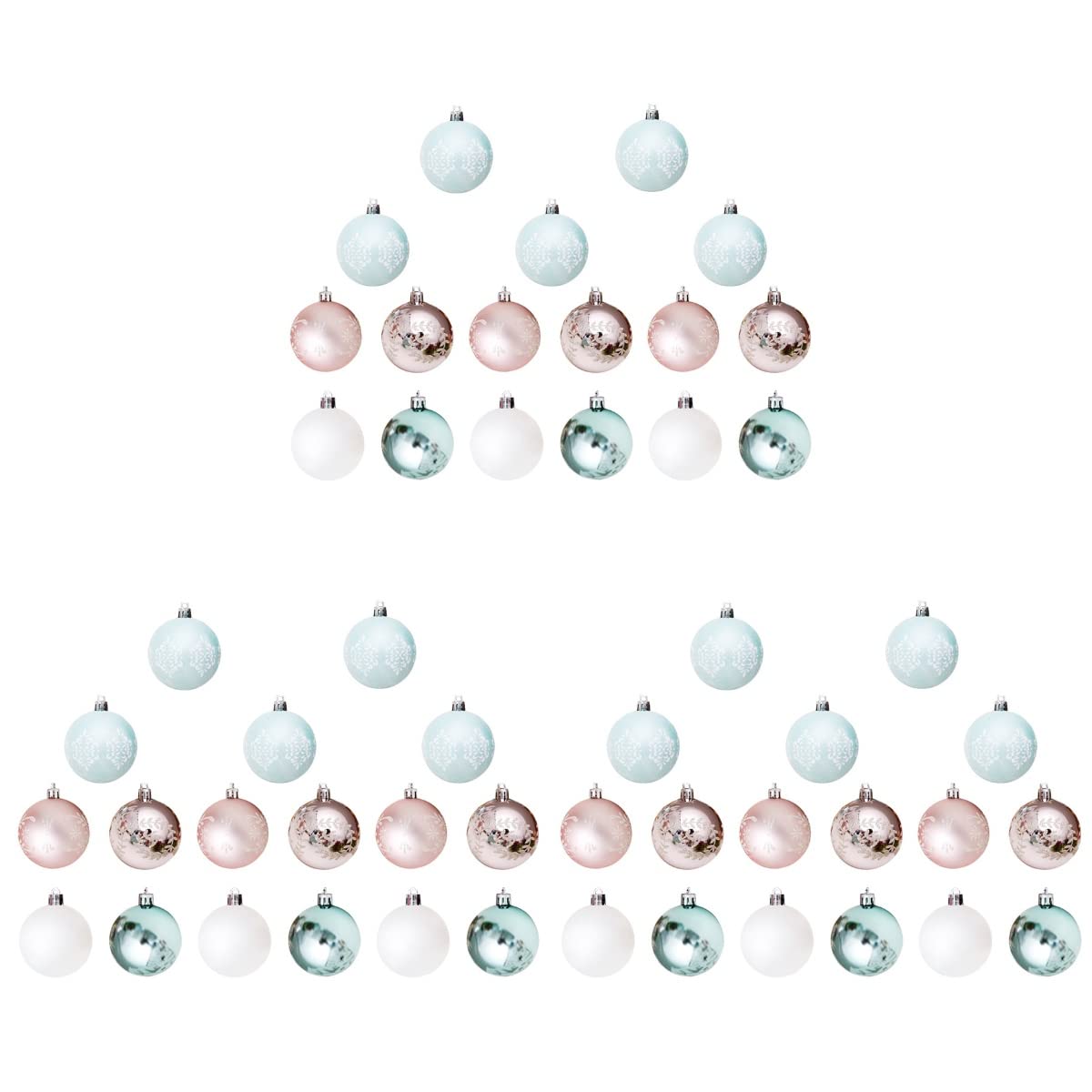 90-Piece Christmas Tree Ornaments Set - Colorful Hand-Painted Rose Gold Baubles for Holiday Decor, Party, and Home Festive Decorations