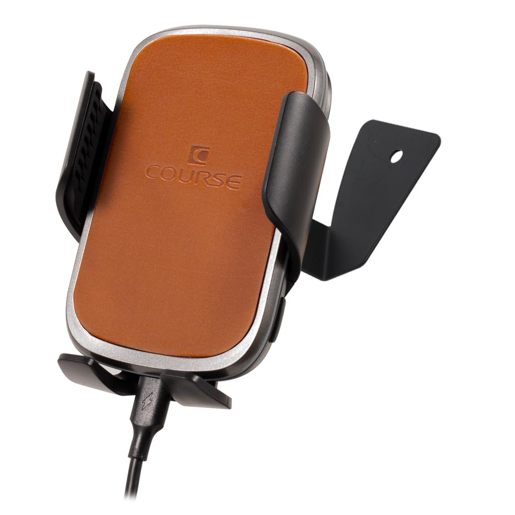 Course Motorsports Tesla Model S (2012-2020) & X (2012+) Phone Mount - Auto Closing Charging Cradle Head - Right Side Tan - Perfect for Hands-Free Navigation & Safe Driving