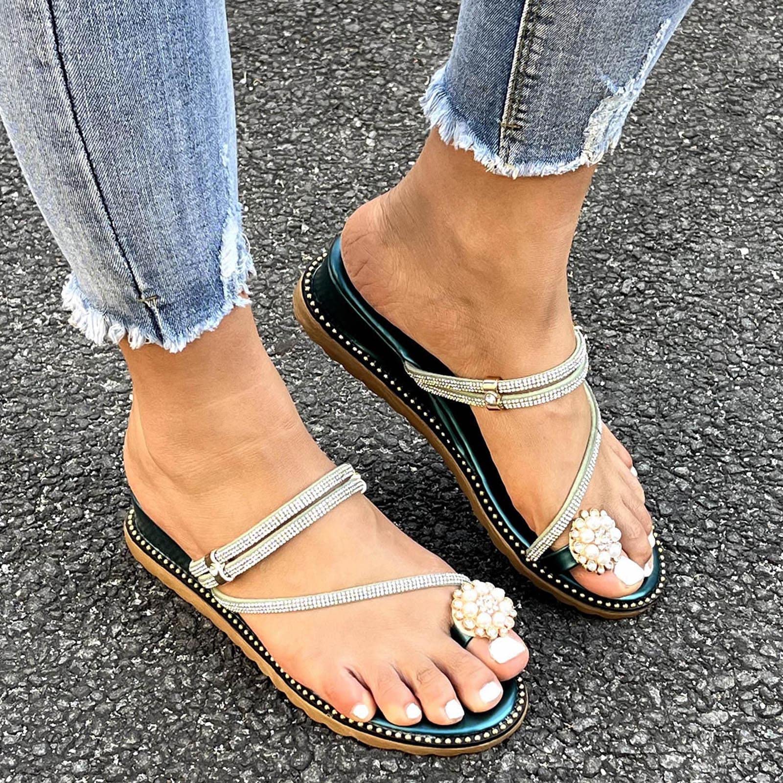 BORAMAX Women's Handmade Greek Style Flip Flop Sandals with Toe Ring - Comfortable Beach Sandals for Summer, Vacation & Casual Wear