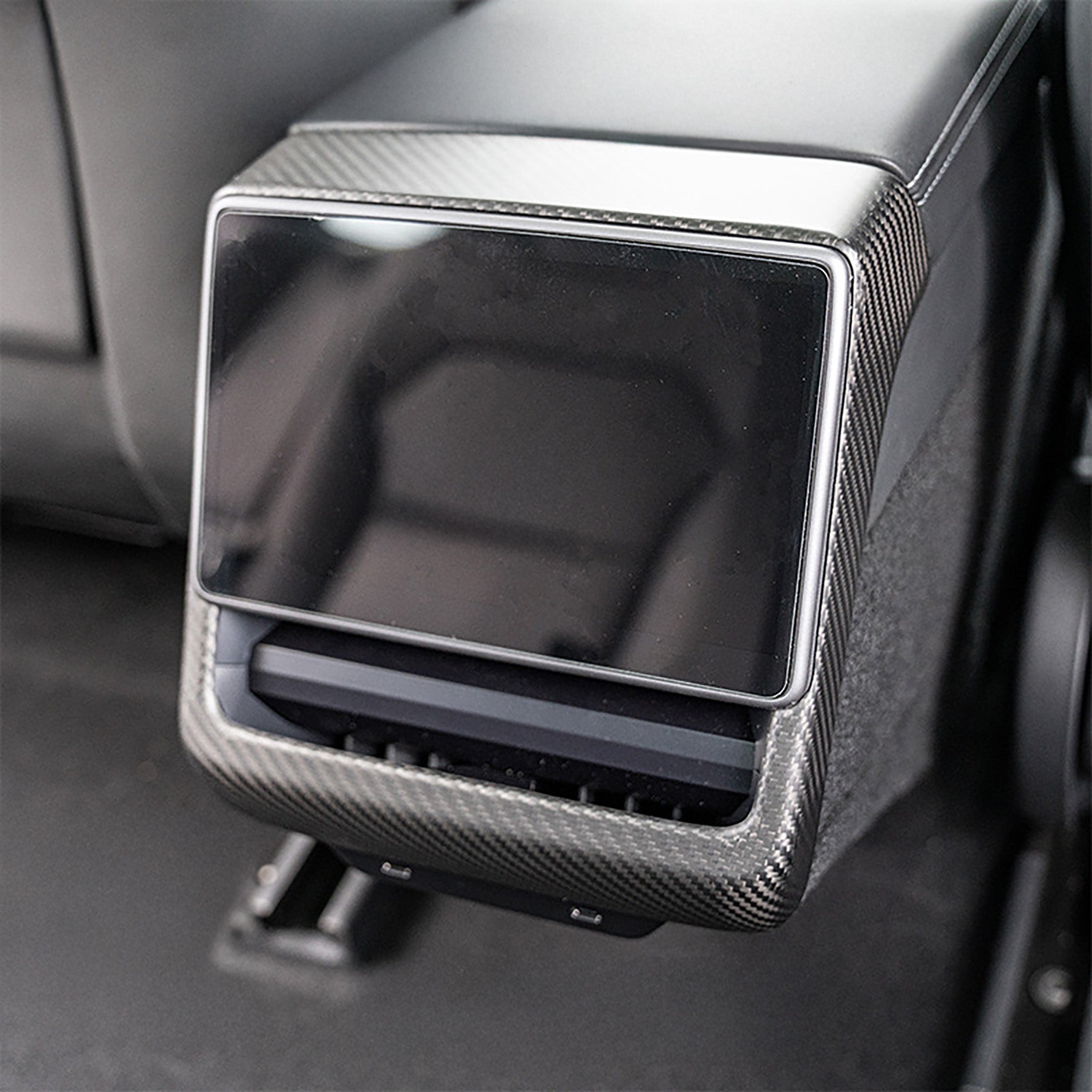 2024+ Tesla Model 3 Highland Real Carbon Fiber Rear Screen Frame Trim - 1x1 Plain Weave Carbon Fiber Car Interior Accessory for Luxury Upgrade & Stylish Protection