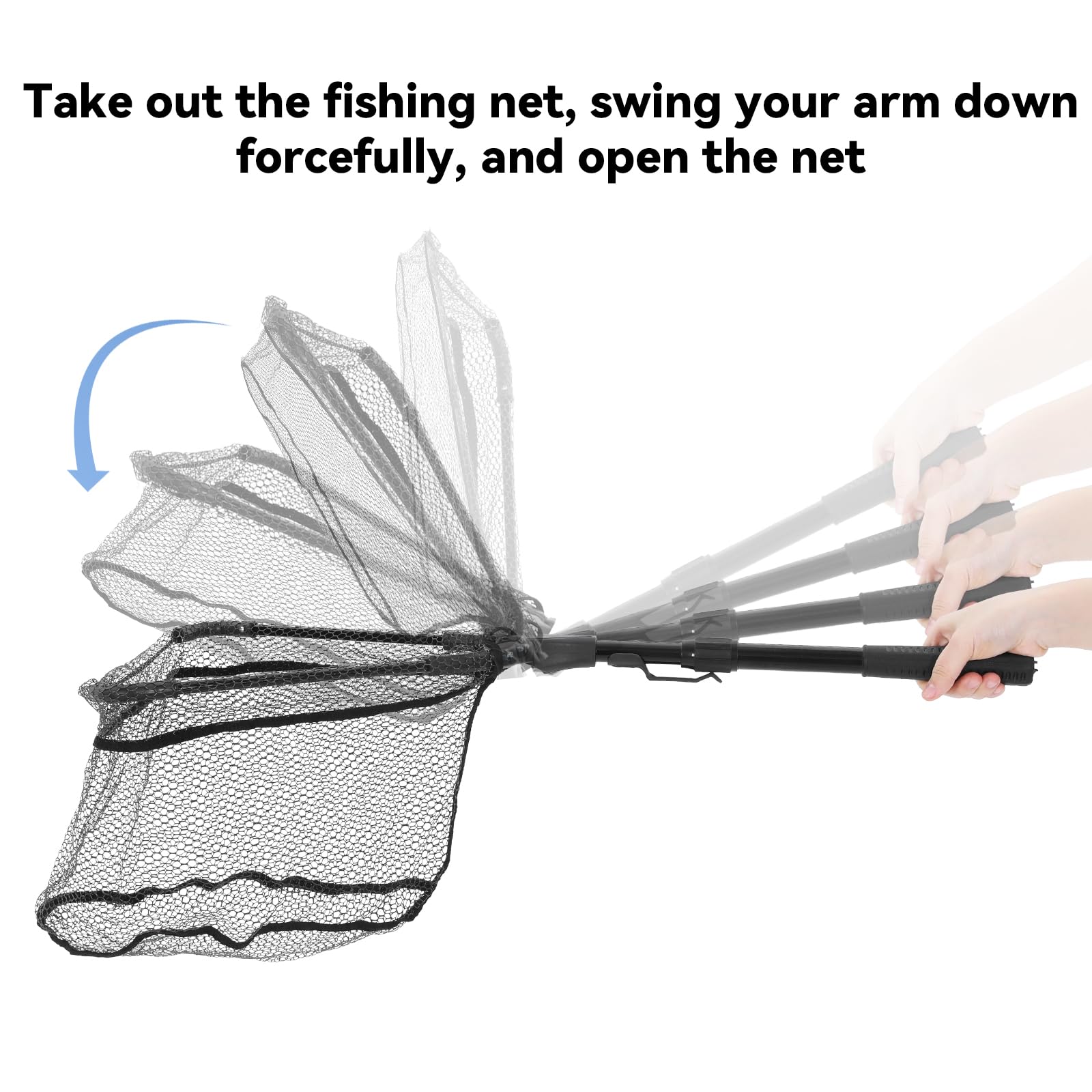 Telescopic Fishing Landing Net with Extendable Handle - 40 Inch Lightweight Foldable Fishing Net for Fly Fishing, Trout, Bass - Perfect for Streams, Rivers & Lakes