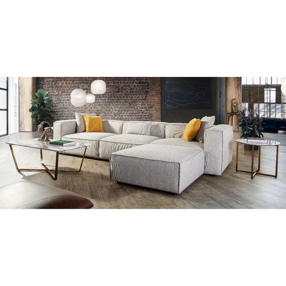 4-Piece Beige Low Back Sectional Sofa Set with Ottoman - Modern Living Room Furniture for Small Spaces & Cozy Home Decor