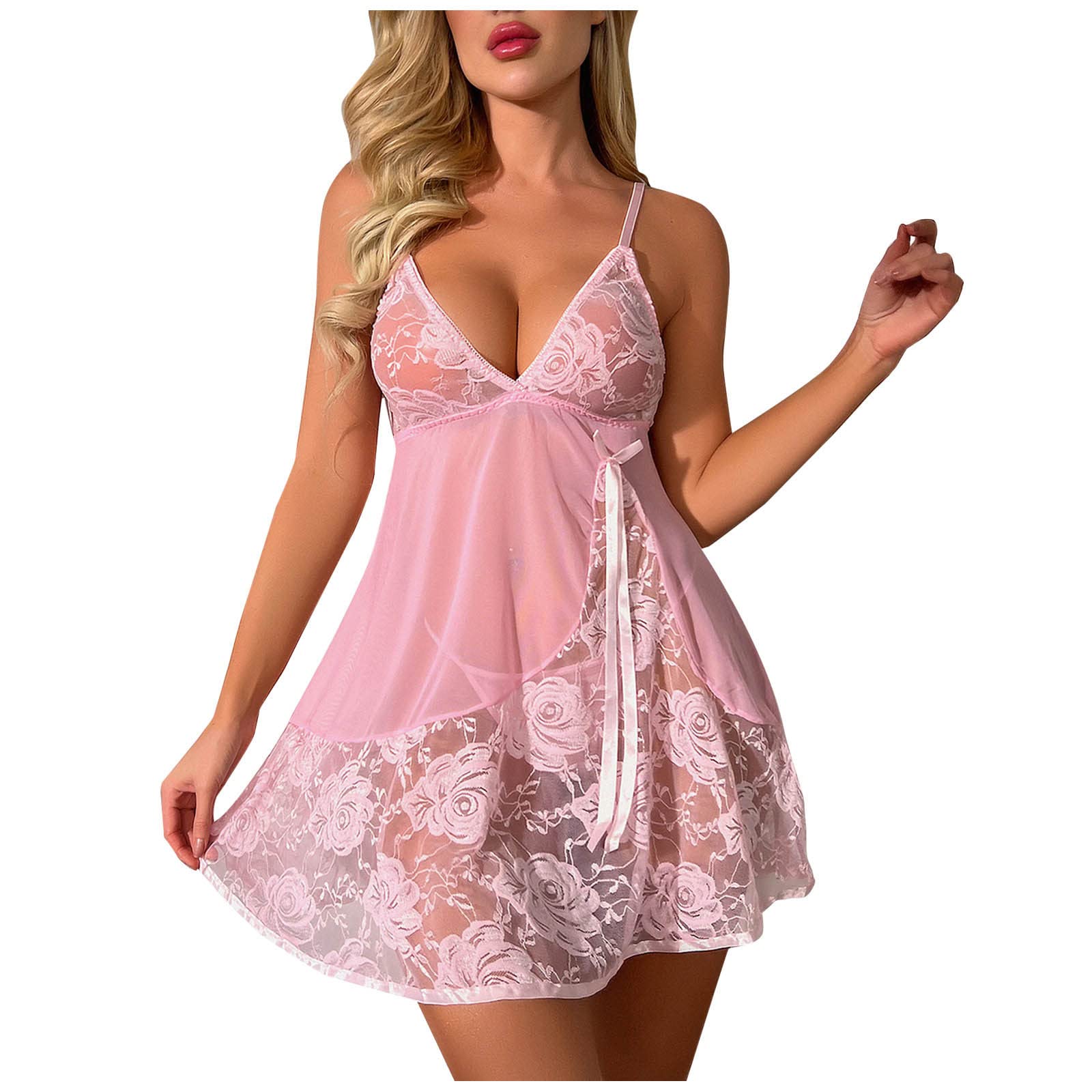 Sexy Lingerie for Women - Lace Chemise & Bodysuit 2-Piece Set, Naughty Nightwear for Romantic Nights, Valentine's Gift, Boudoir Photography