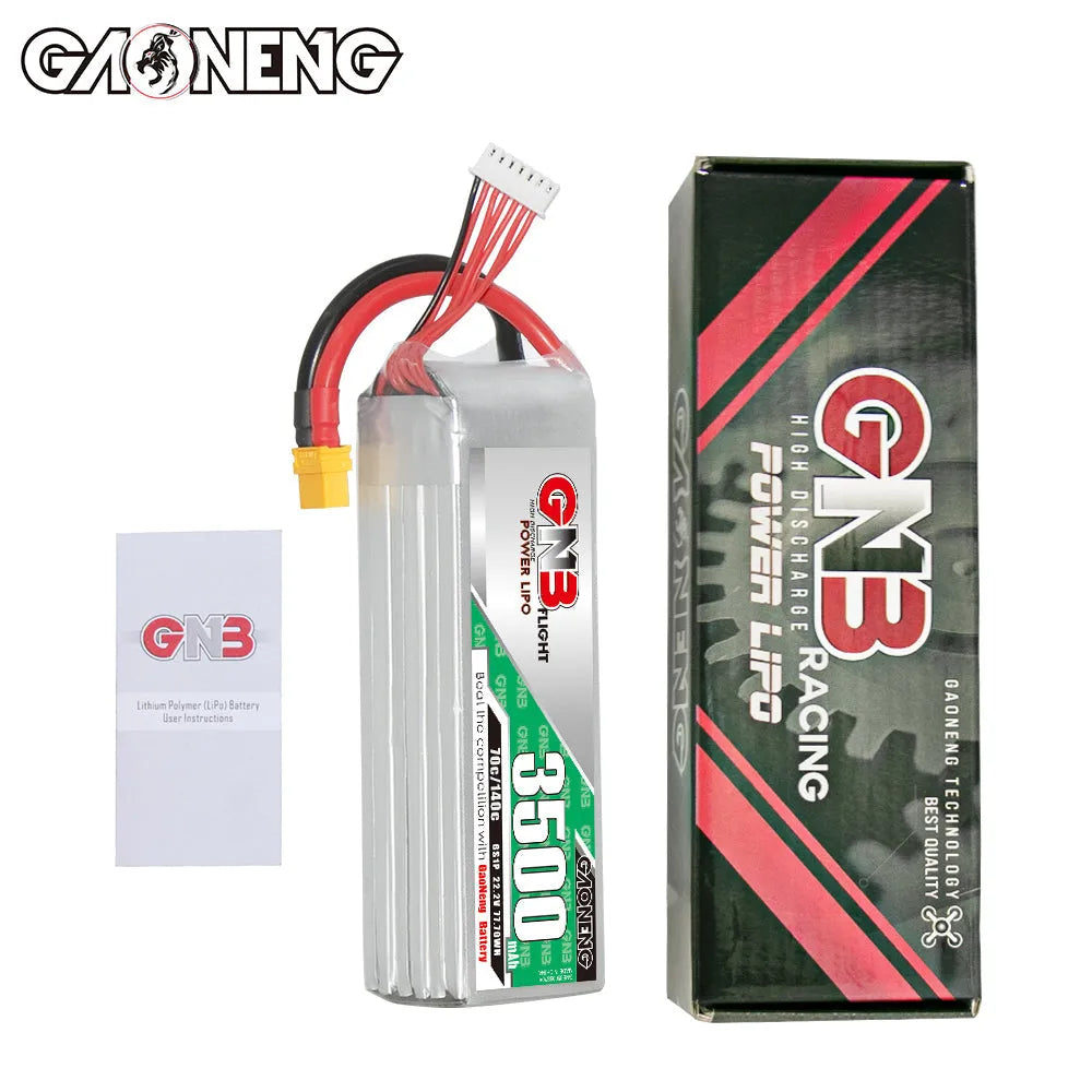 GAONENG GNB 6S 22.2V 3500mAh 70C LiPo Battery with XT60 Plug - High Performance RC Drone, Airplane & Helicopter Battery for Long Flight Time