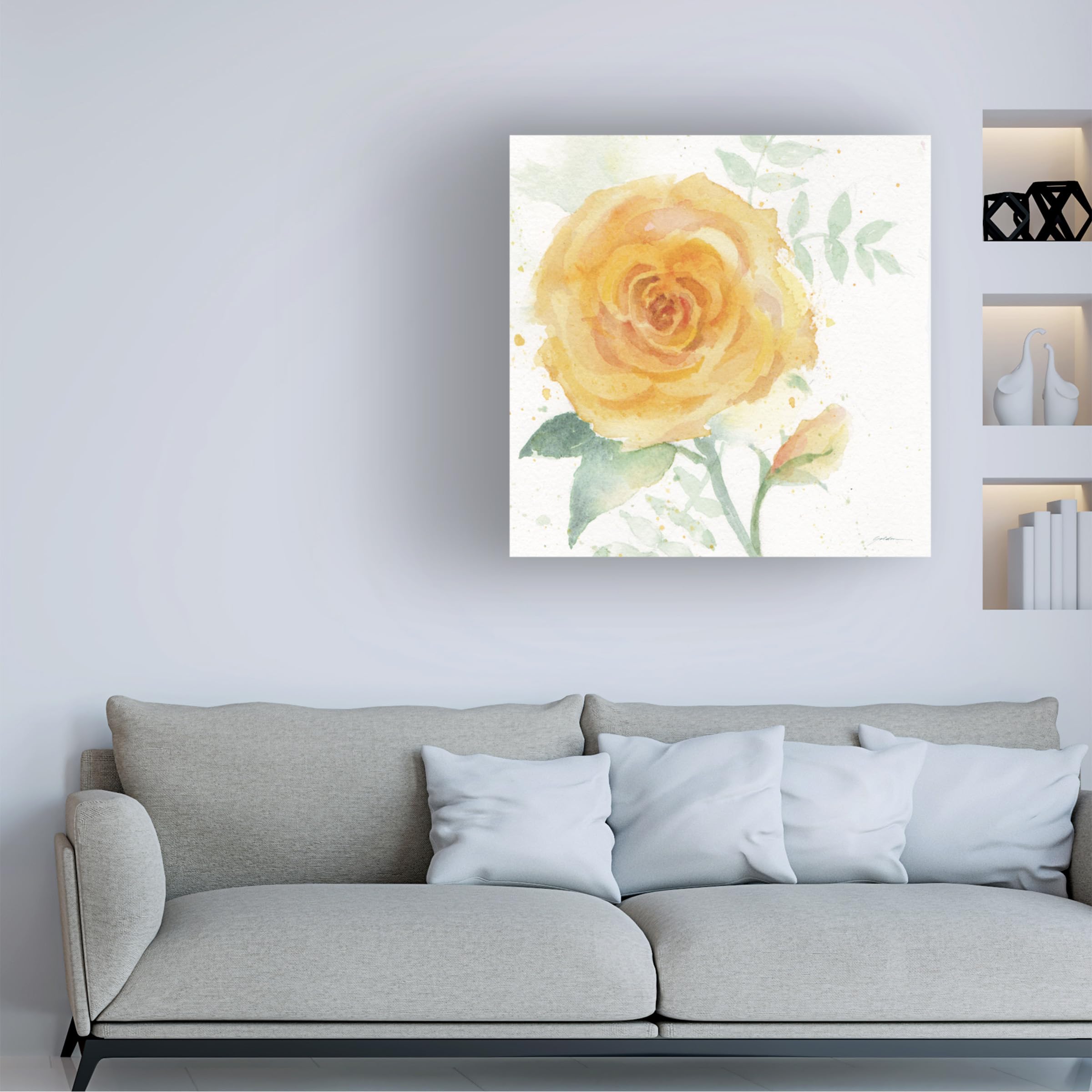 Sheila Golden 'The Yellow Rose' Canvas Wall Art Print - Modern Floral Home Decor for Living Room, Bedroom & Office
