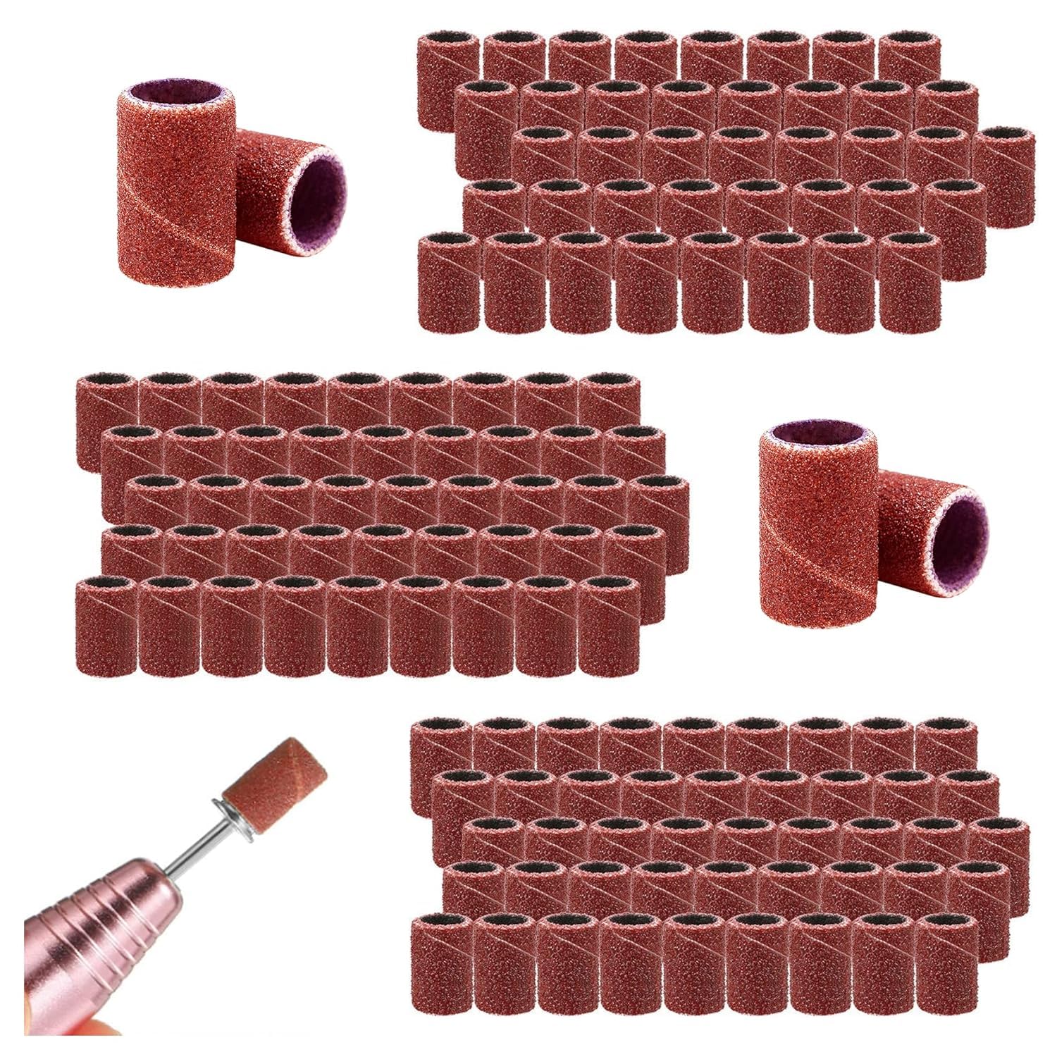 NAILWIND 100 Pcs Nail Drill Bits & Sanding Bands - 120# Medium Grit Electric Nail File Set for Professional Manicure & Pedicure - Perfect for Salon, Home & Travel Nail Care