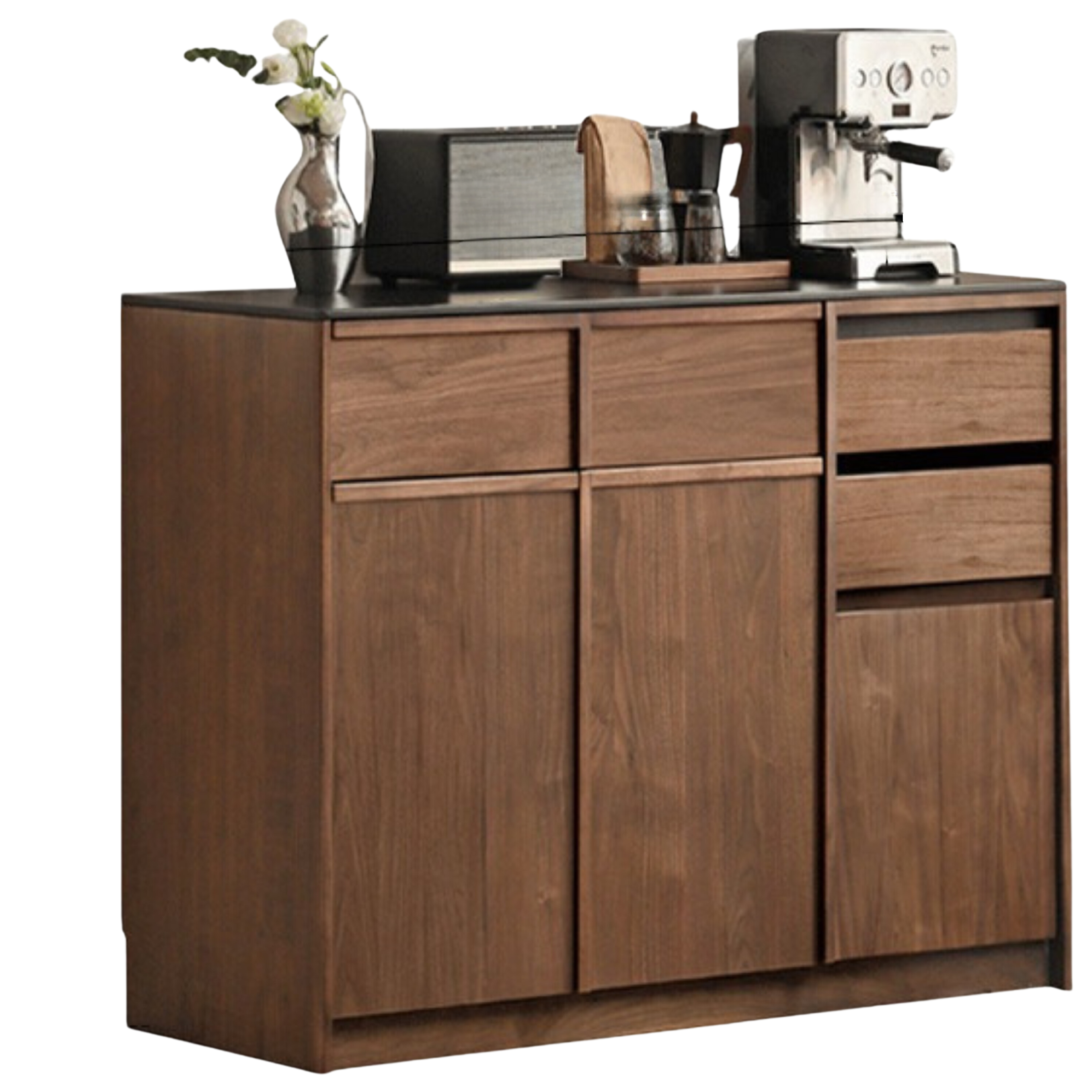 Premium Black Walnut Solid Wood Sideboard Buffet - Modern Light Luxury Dining Room Storage Cabinet for Formal Entertaining & Everyday Use