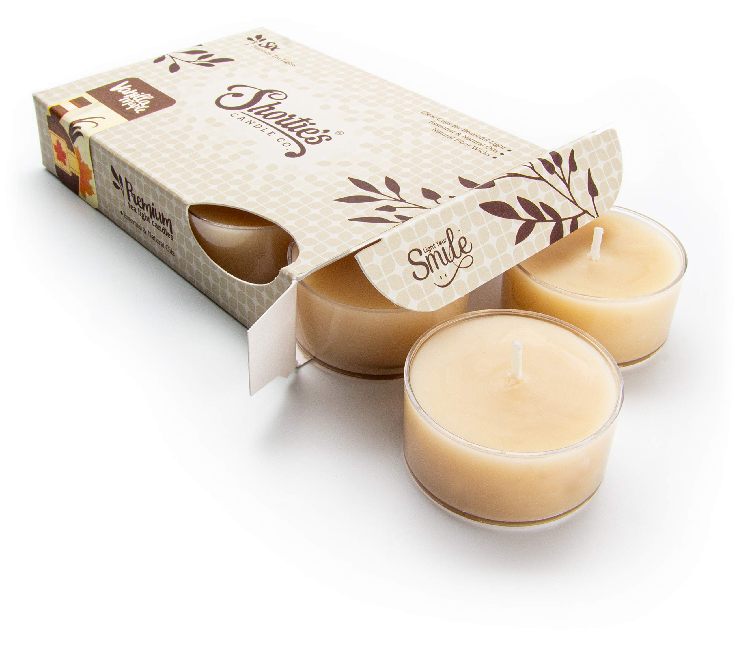 Vanilla Maple Scented Tealight Candles - Essential Oil Infused, 6-Pack Beige Tea Lights - Handmade in USA - Bakery & Food Collection - Perfect for Romantic Dinners, Spa Relaxation & Home Decor