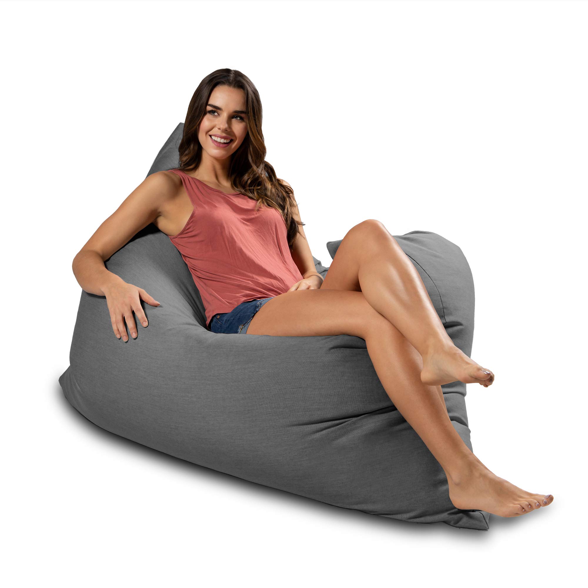 Jaxx Piper Giant Outdoor Pillow Bean Bag Chair - Waterproof & Durable Slate Gray Lounge Seating for Patio, Poolside, Backyard & Camping