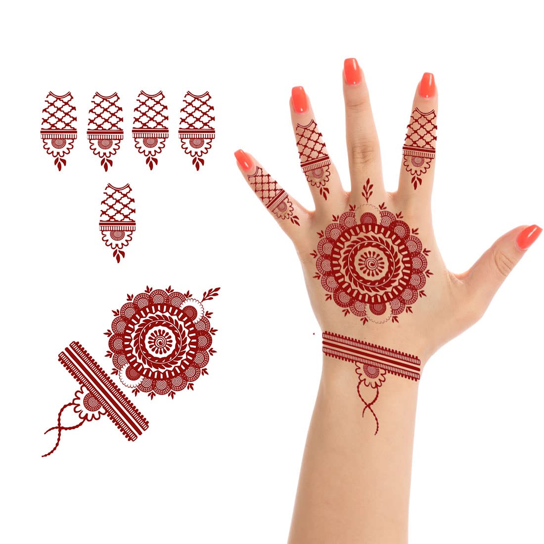 Beautiful Mehndi Design Mandala Henna Temporary Tattoo for Women & Girls - Perfect for Festivals, Weddings, and Body Art Decoration