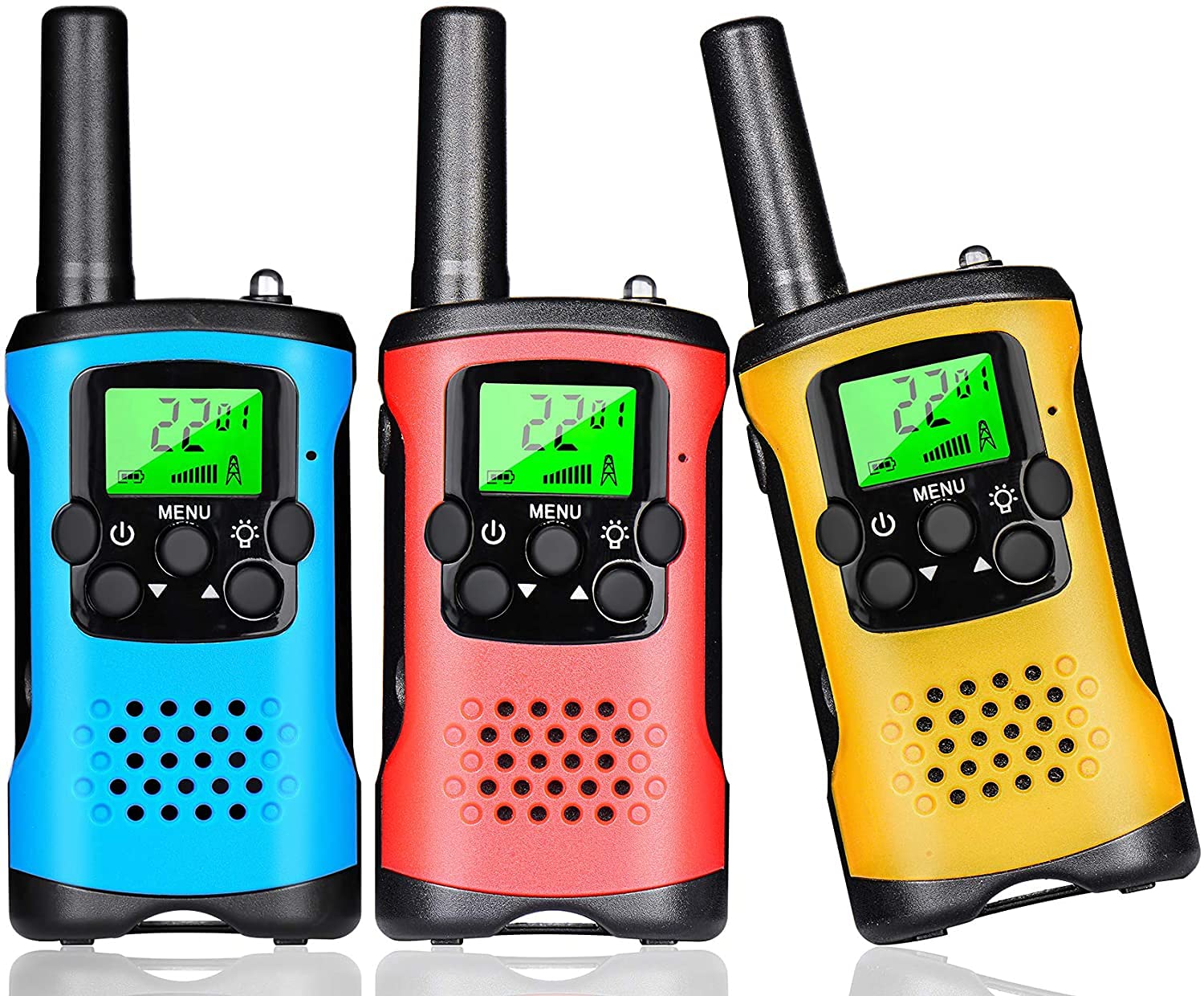 **Kids Walkie Talkies 3-Pack - 22 Channel 2-Way Radios with 3-Mile Range, LCD Backlit Flashlight - Best Gifts for Boys & Girls Ages 3-12 - Perfect for Outdoor Adventures, Camping, and Backyard Games**
