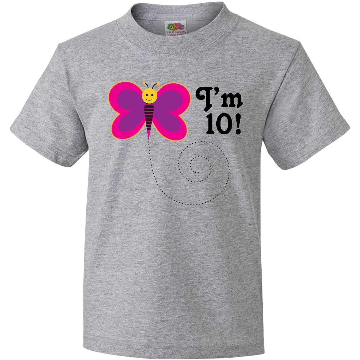 Inktastic 10th Birthday Butterfly Youth T-Shirt for 10 Year Old Girls - Perfect for Birthday Parties, School Events & Casual Wear