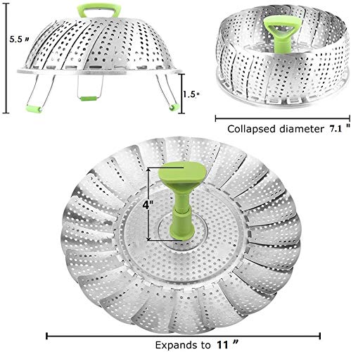 Stainless Steel Vegetable Steamer Basket - Expandable Folding Steamer for Veggies, Fish & Seafood - Fits 7.1